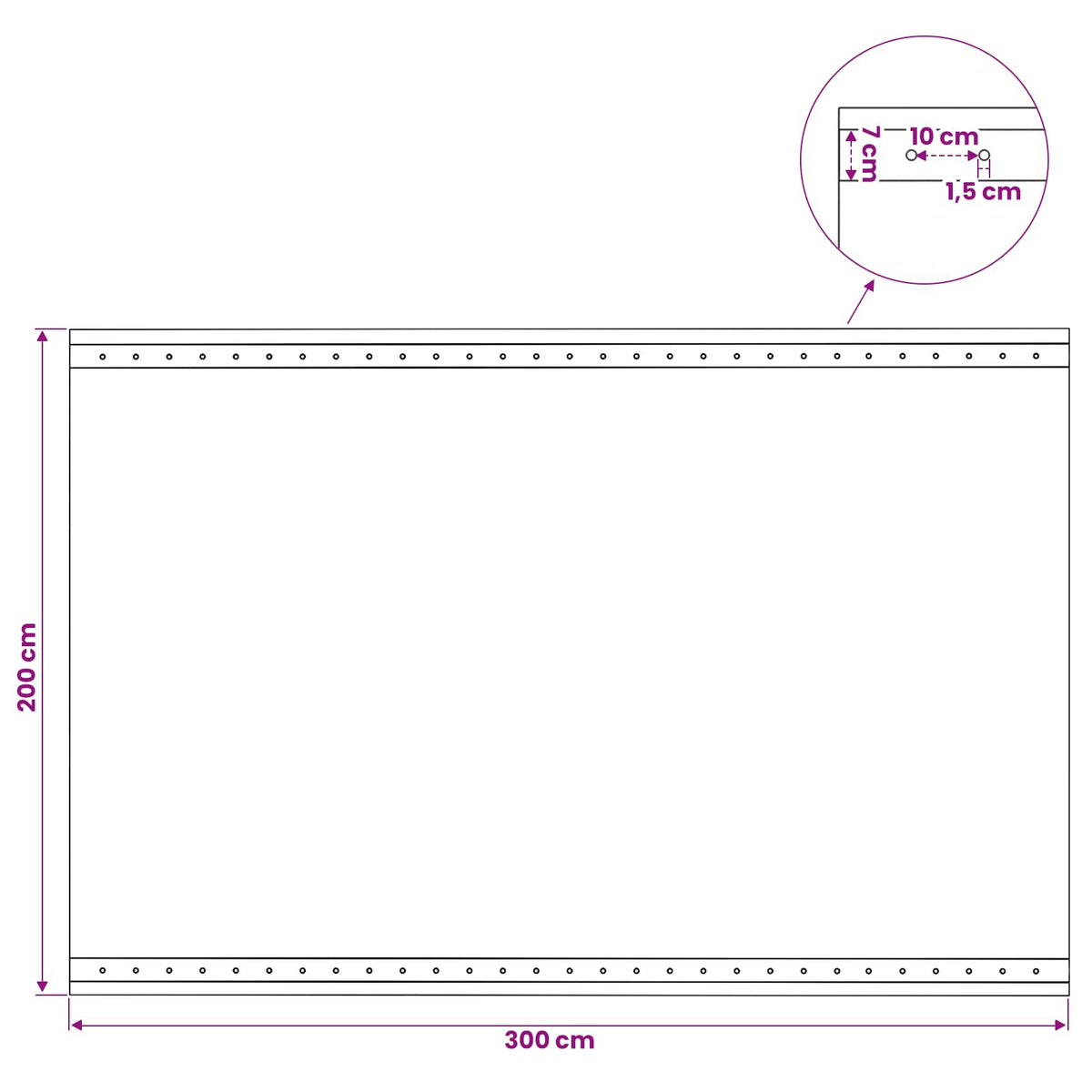 Cerada s rupama Zelena 2 x 3 m 260 gsm PE