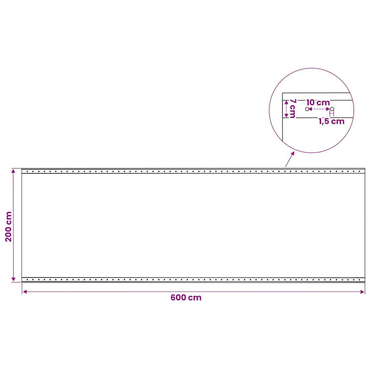 Cerada s rupama Zelena 2 x 6 m 260 gsm PE