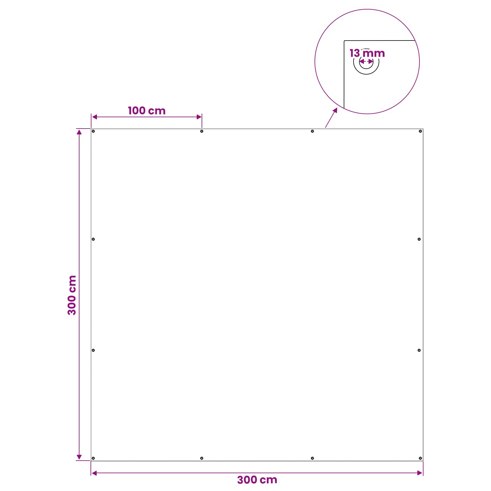 Cerada s rupama Svjetlosiva 3 x 3 m 90 gsm PE