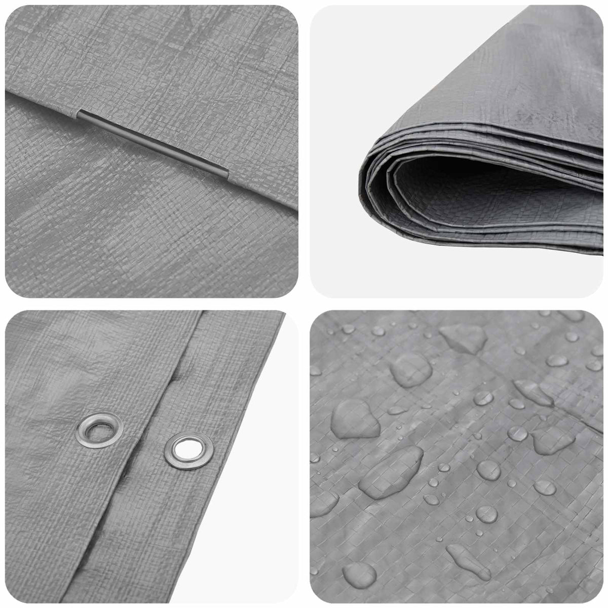 Cerada s rupama Svjetlosiva 6 x 12 m 90 gsm PE