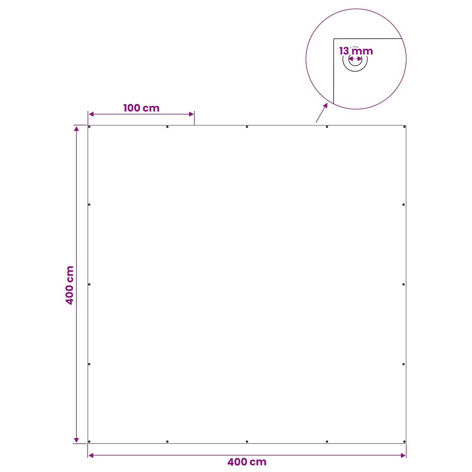Cerada s rupama Zelena 4 x 4 m 260 gsm PE