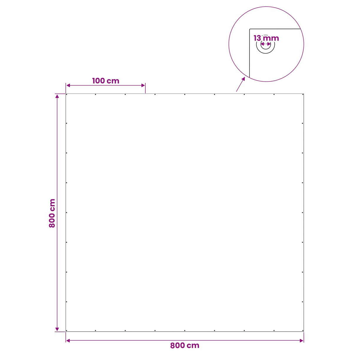 Cerada s rupama Bijela 8 x 8 m 90 gsm PE