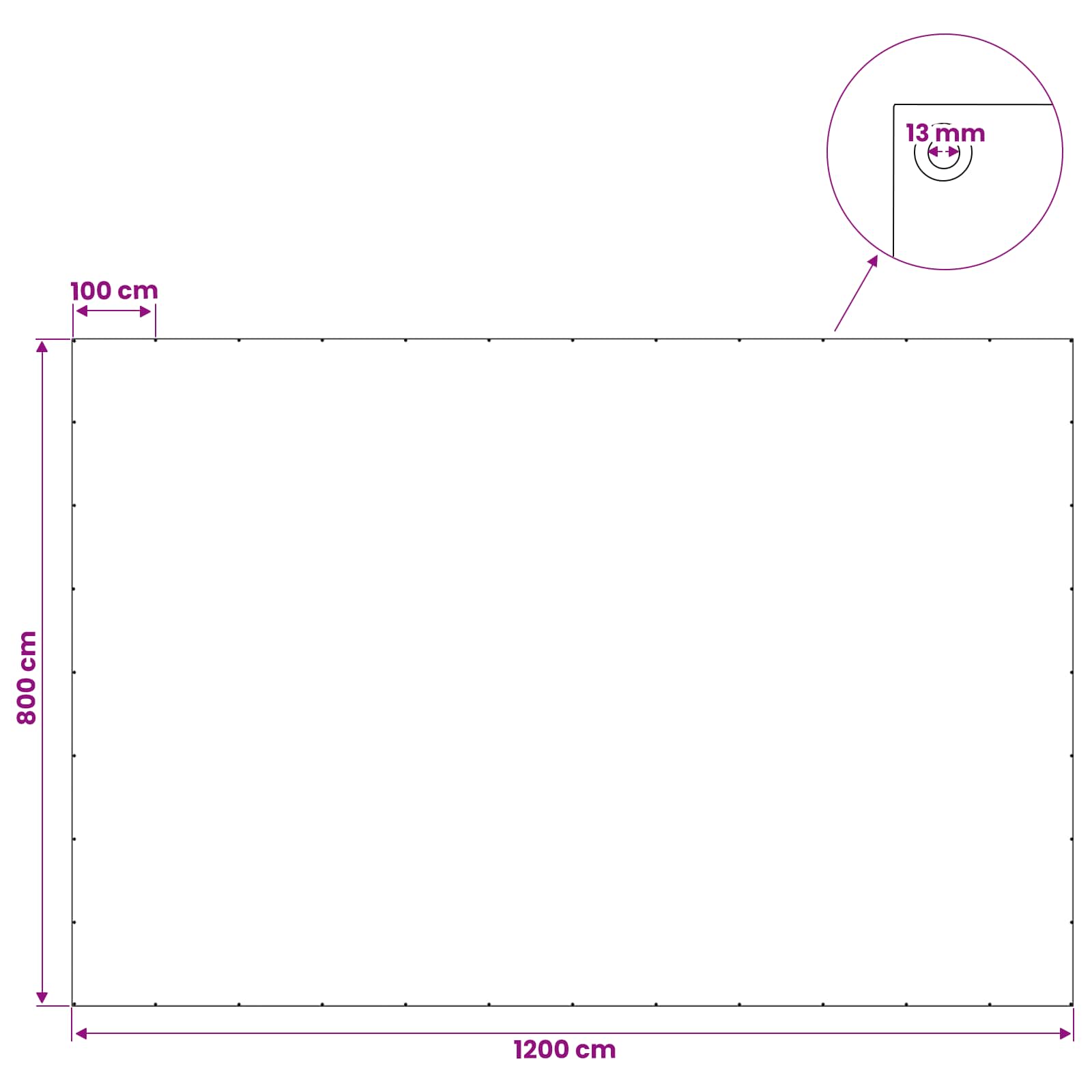 Cerada s rupama Bijela 8 x 12 m 90 gsm PE