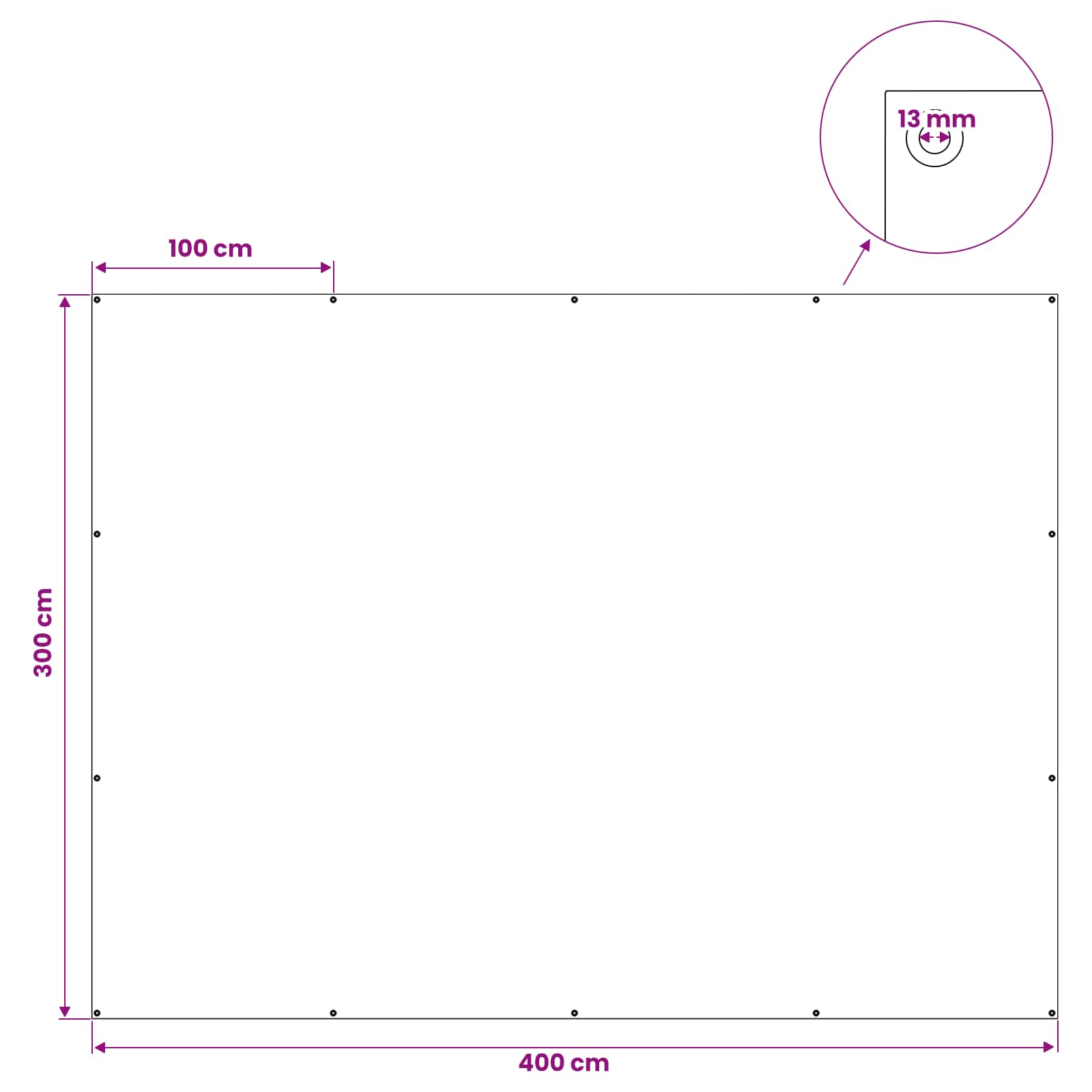 Cerada s rupama Bijela 3 x 4 m 180 gsm PE