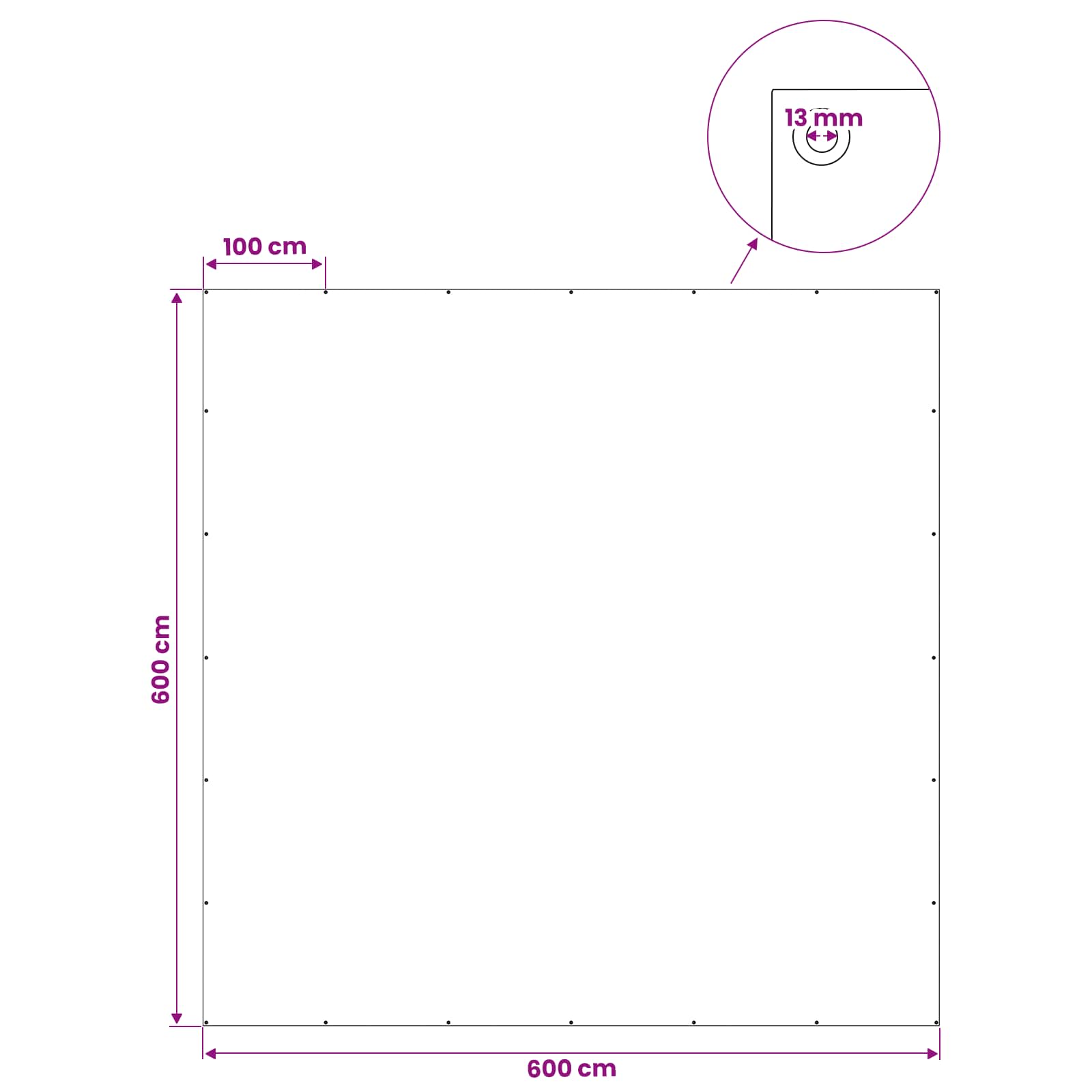 Cerada s rupama Bijela 6 x 6 m 180 gsm PE