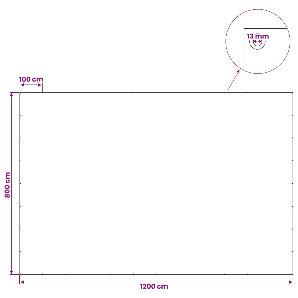Cerada s rupama Bijela 8 x 12 m 180 gsm PE