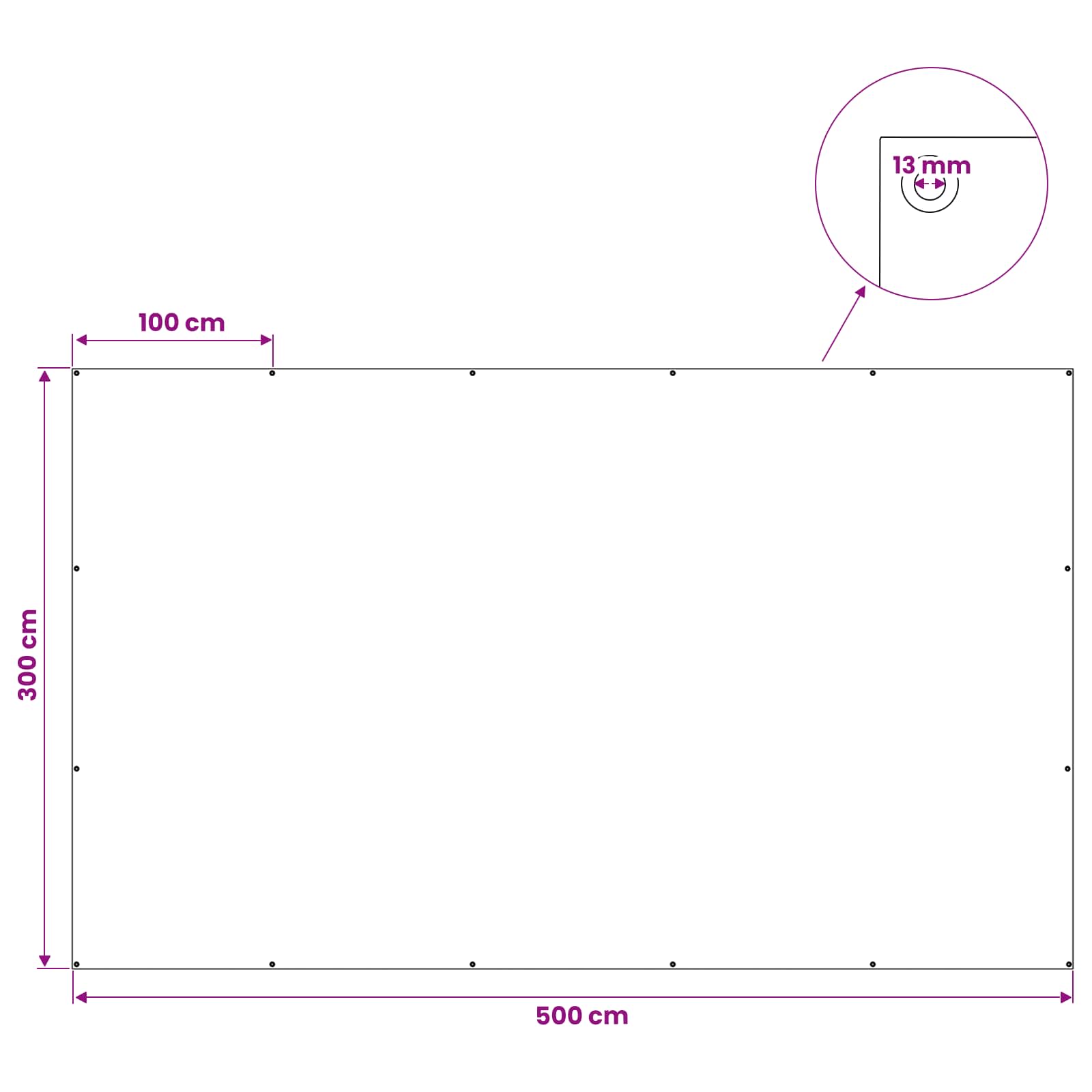 Cerada s rupama Bijela 3 x 5 m 260 gsm PE