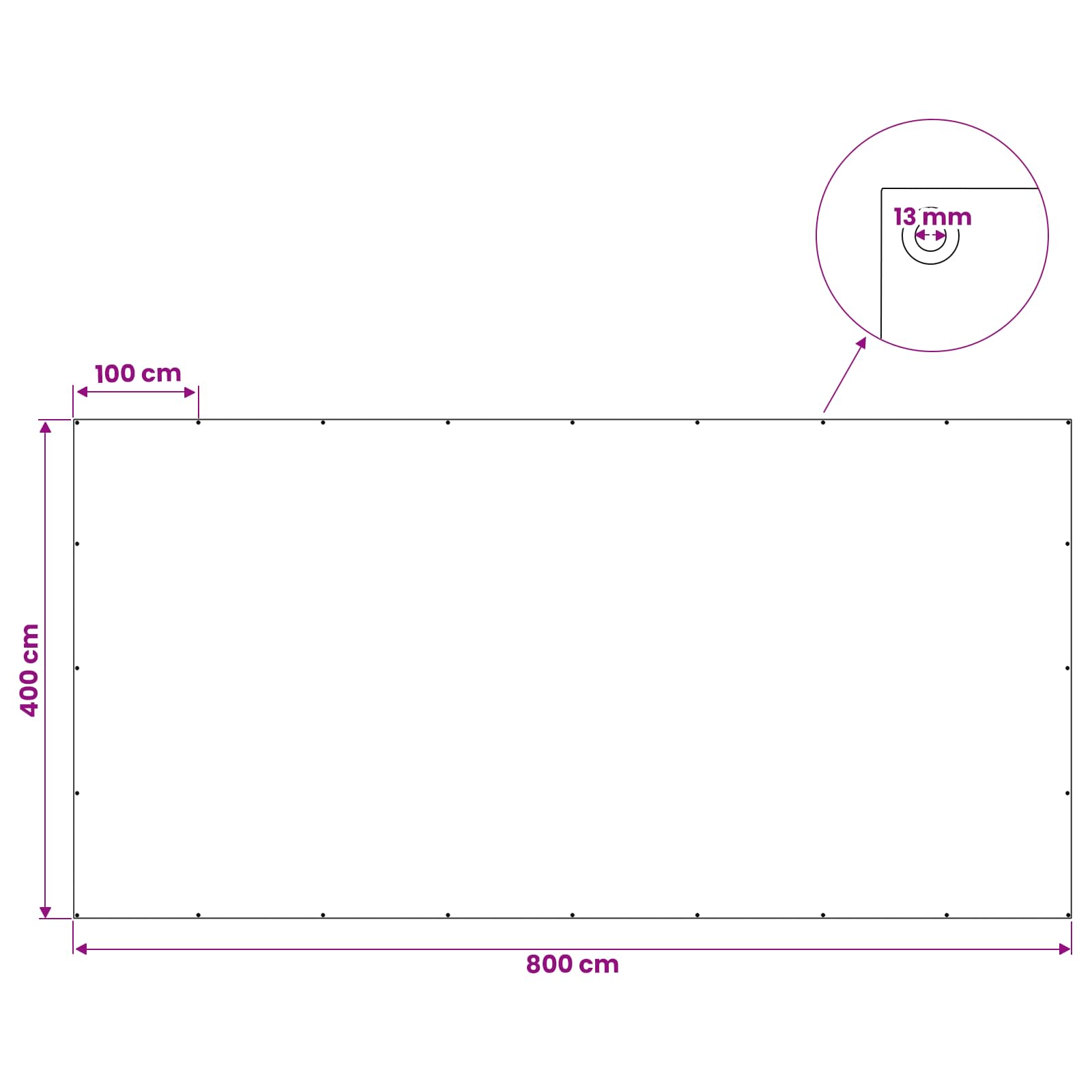 Cerada s rupama Bijela 4 x 8 m 260 gsm PE