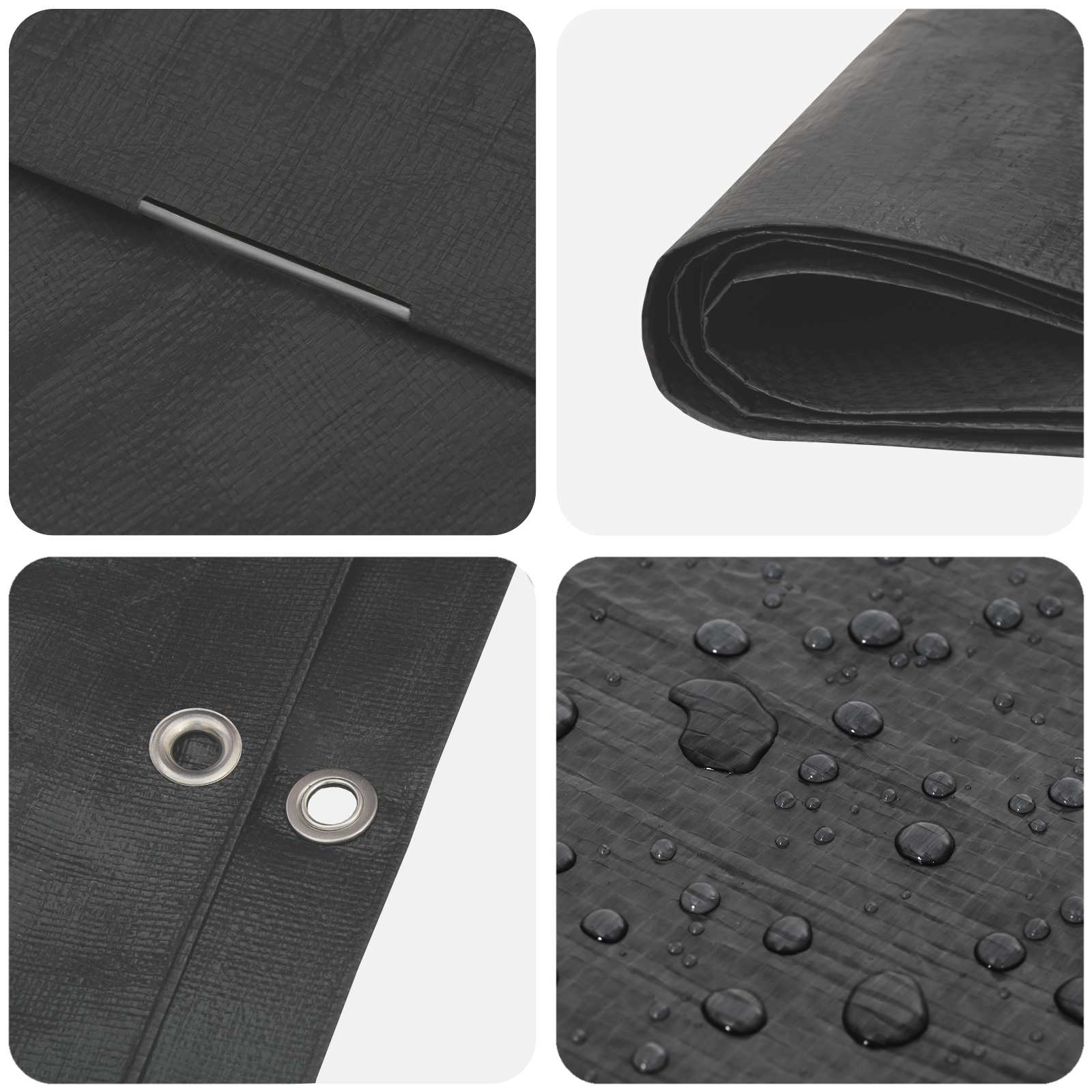 Cerada s rupama Antracit siva 6 x 12 m 90 gsm PE