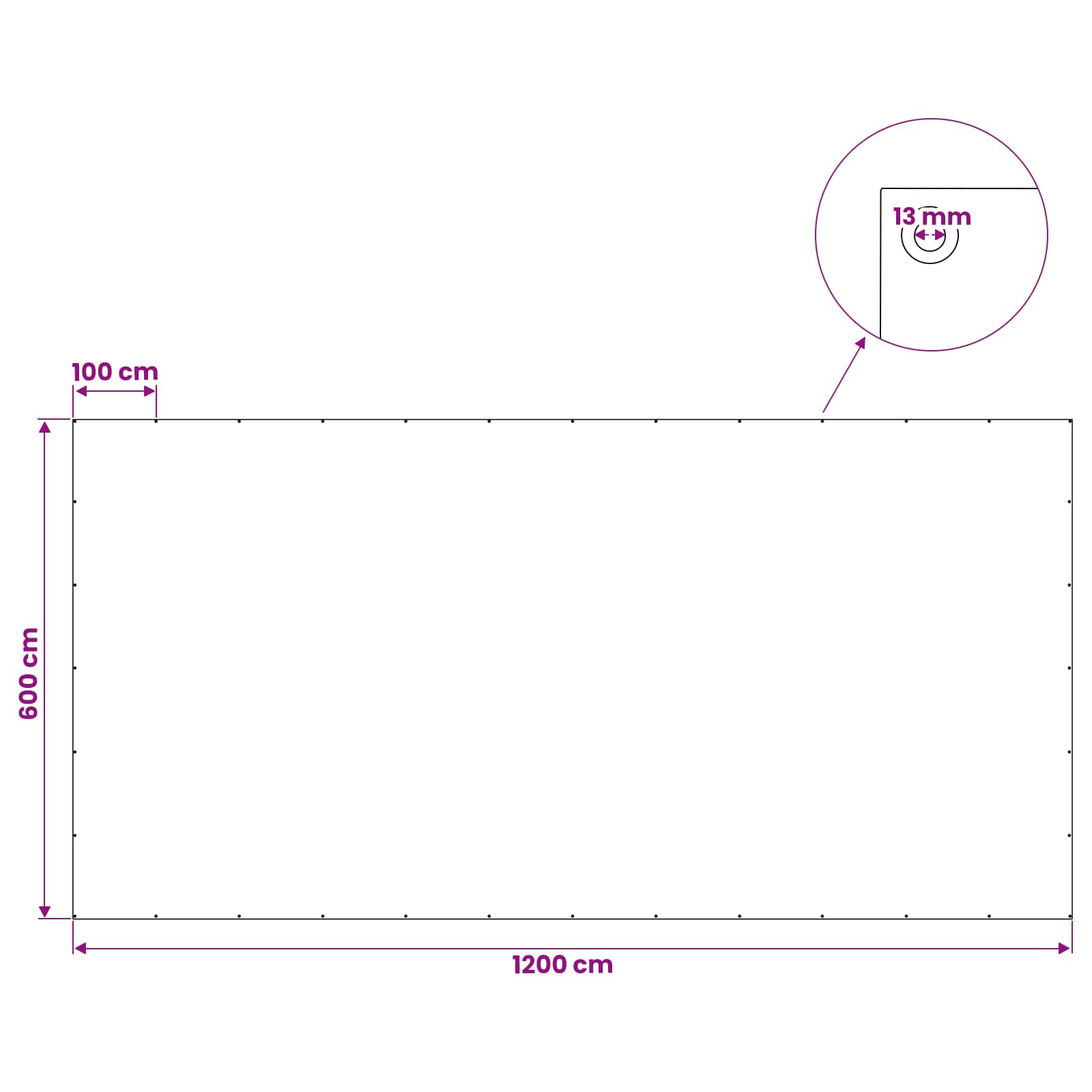 Cerada s rupama Antracit siva 6 x 12 m 90 gsm PE