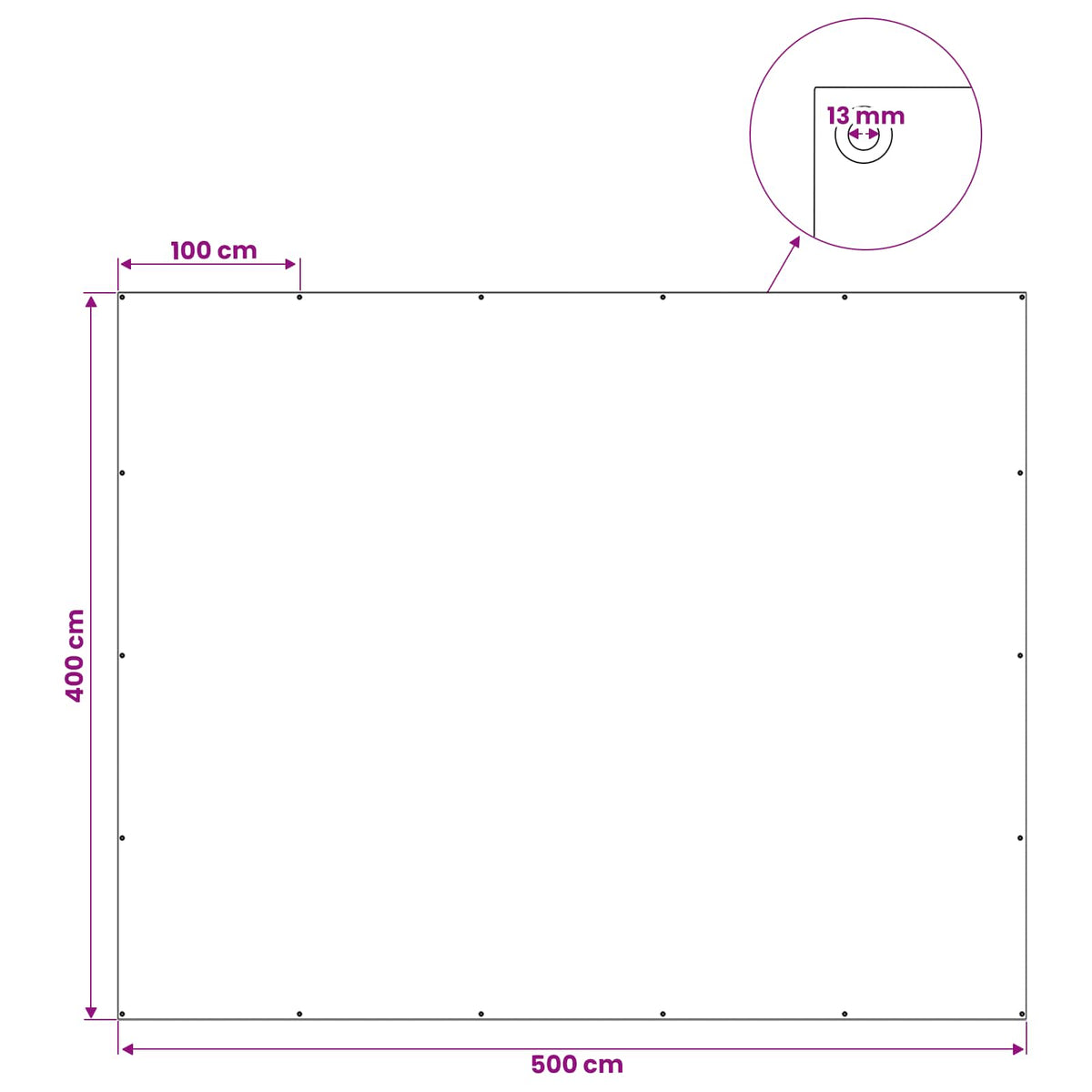 Cerada s rupama Antracit siva 4 x 5 m 260 gsm PE