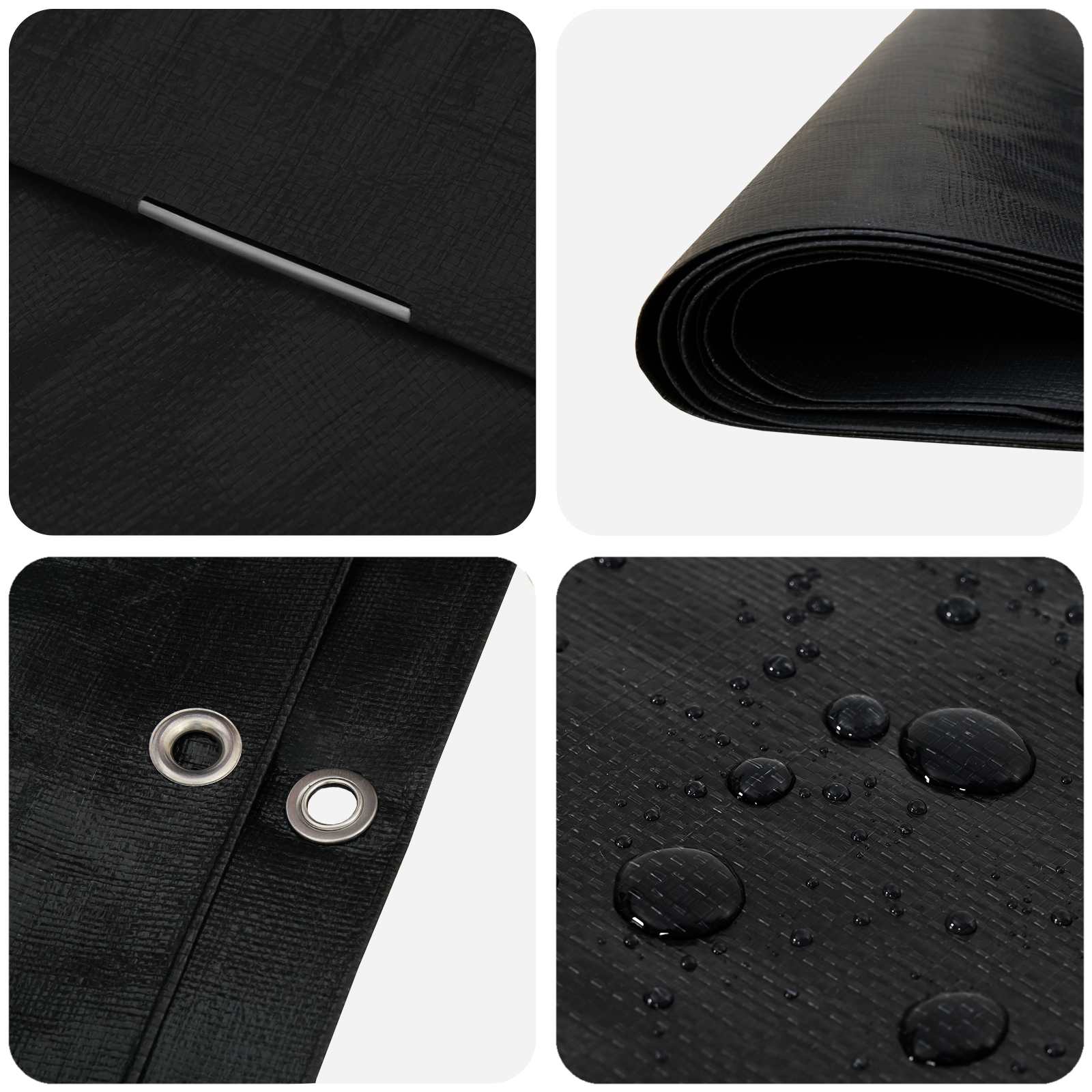 Cerada s rupama Antracit siva 6 x 8 m 260 gsm PE