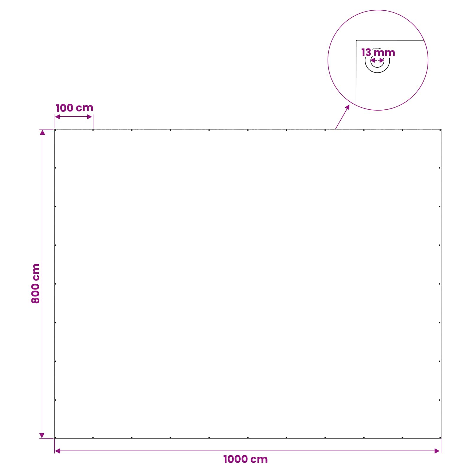 Cerada s rupama Antracit siva 8 x 10 m 260 gsm PE