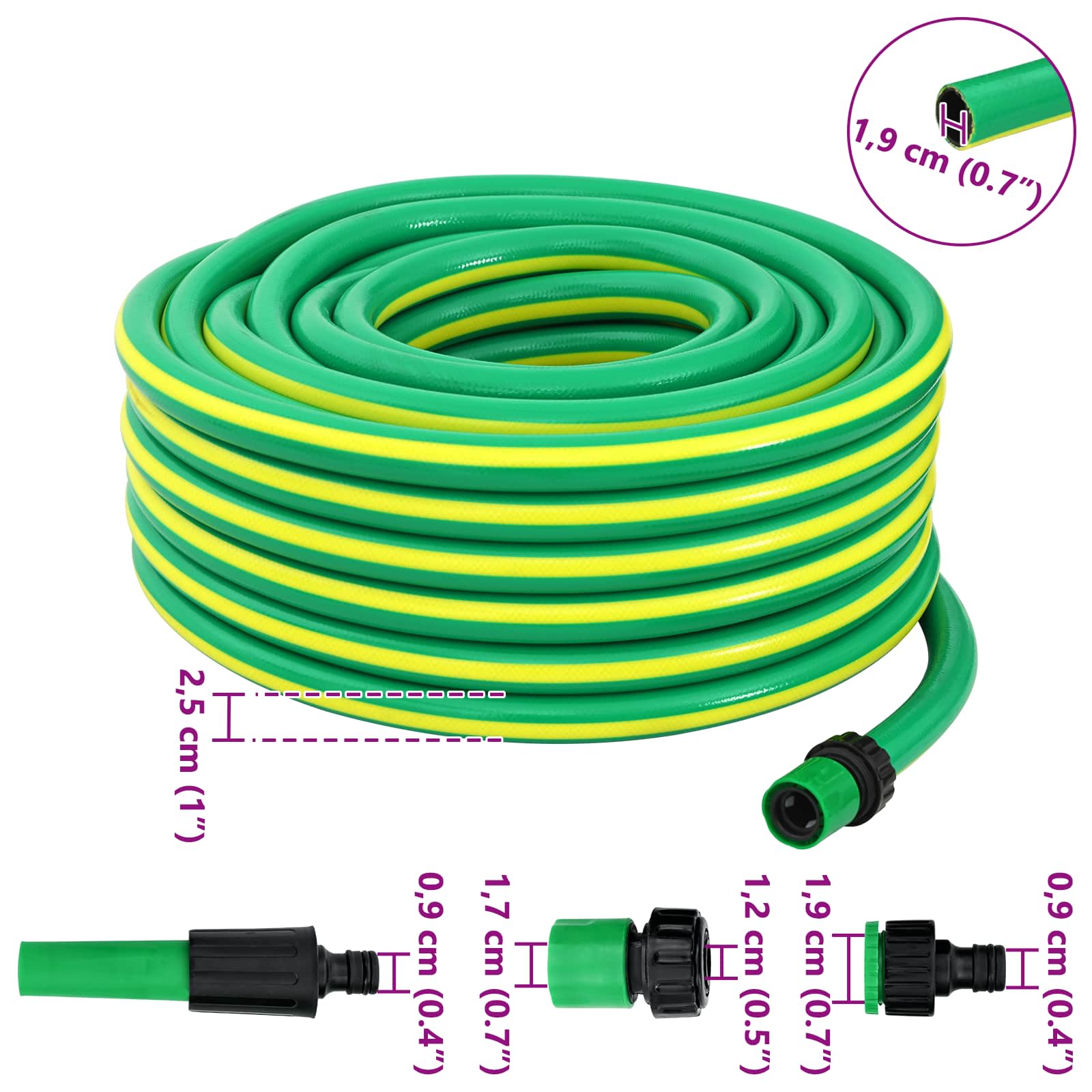 Vrtno crijevo 5-slojno Zelena i žuta 3 / 4'' 20 m PVC