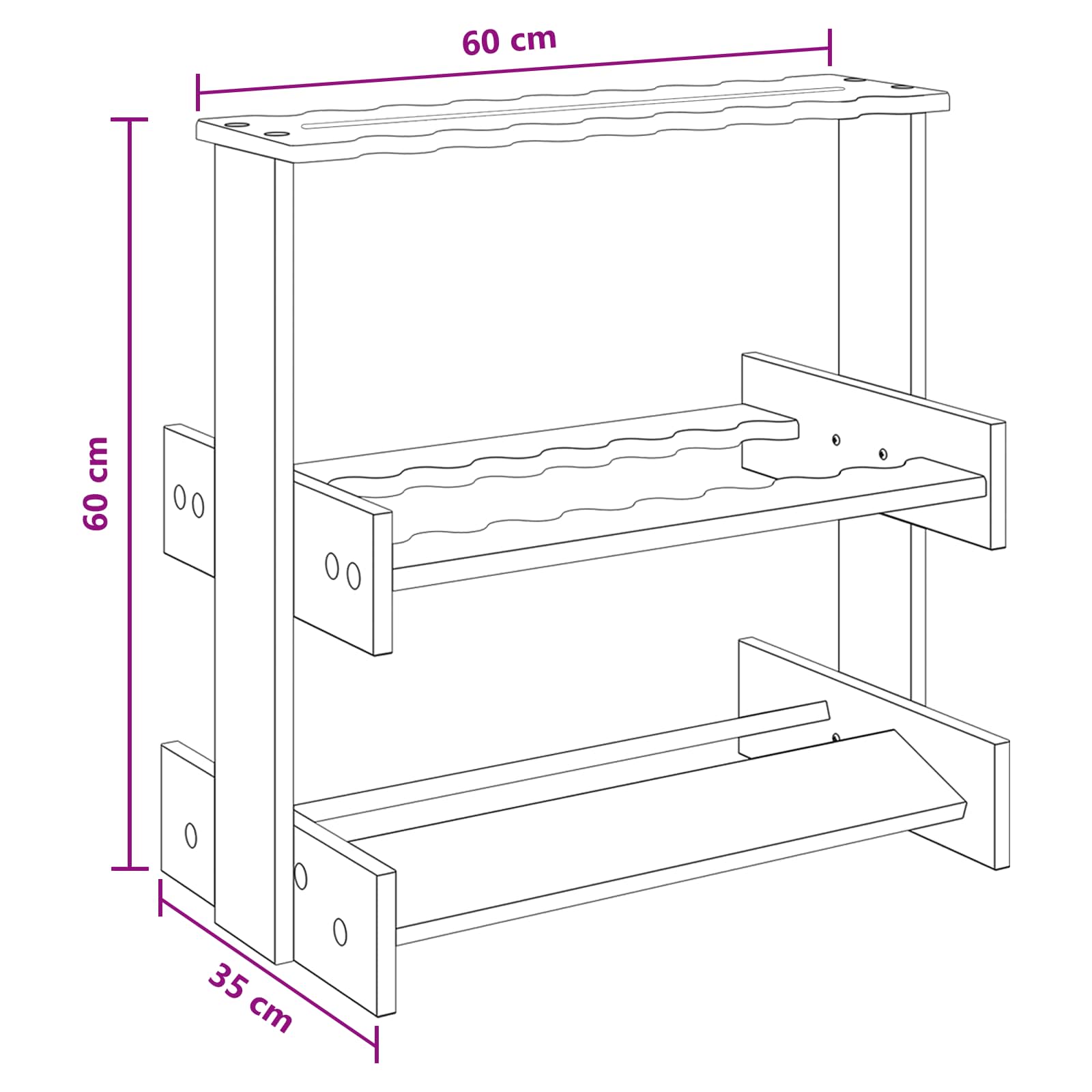 Stalak za bilijarske cueve Konstruirano drvo 60 x 35 x 60 cm