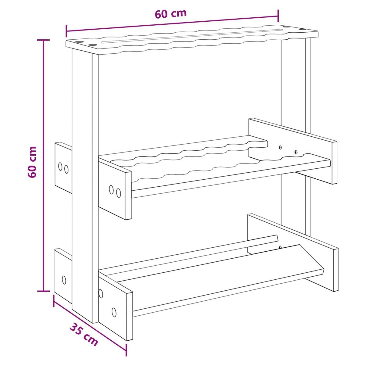 Stalak za bilijarske cueve Konstruirano drvo 60 x 35 x 60 cm