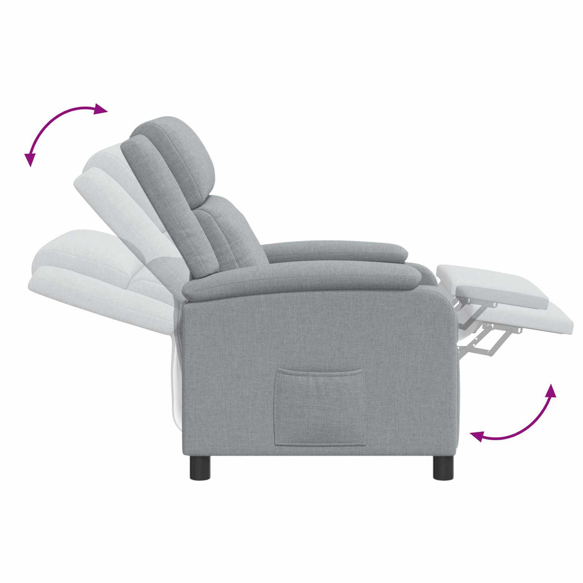 Fotelja s nagibom Svjetlosiva Tkanina