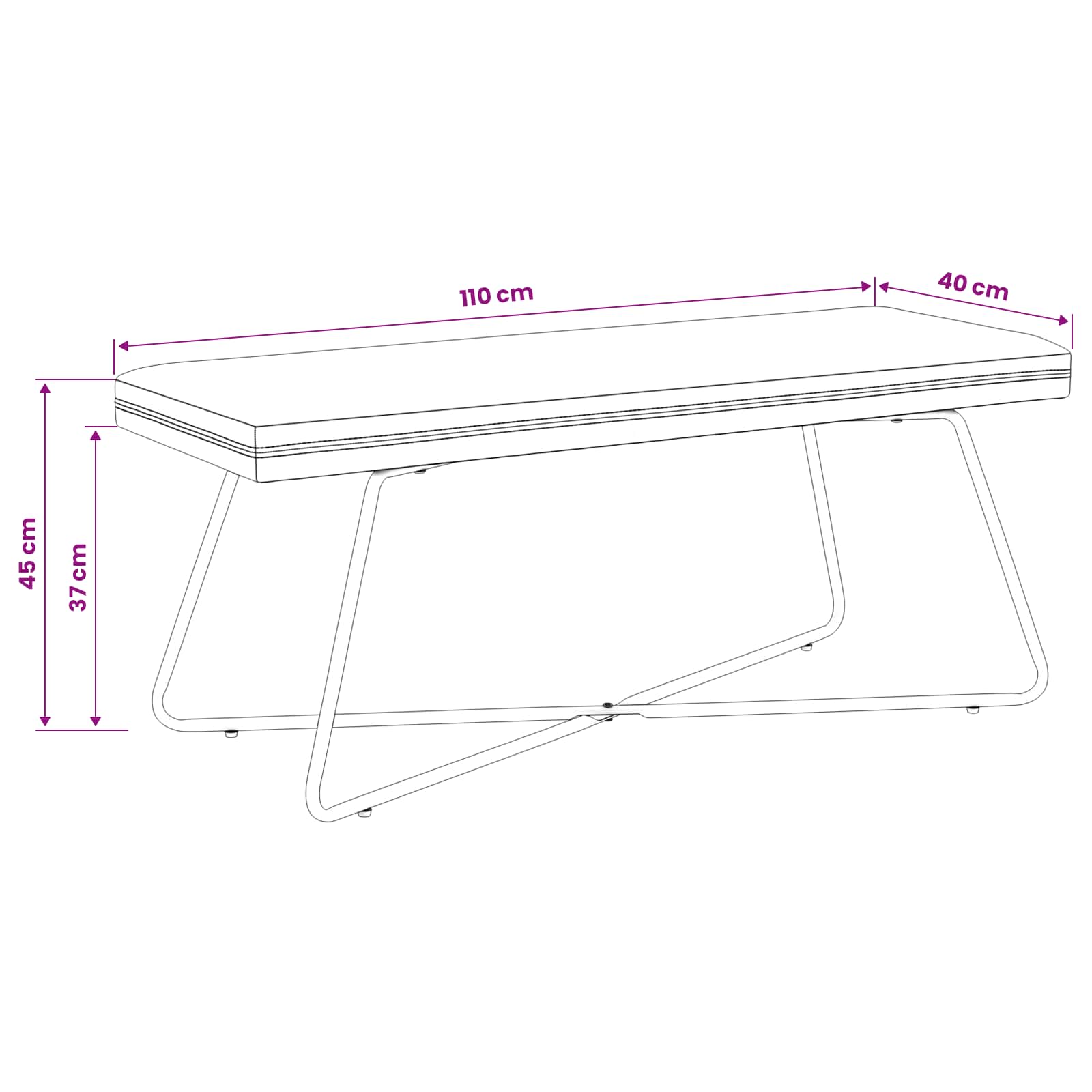 klupa Tirkizna 110 x 40 x 45 cm Baršun