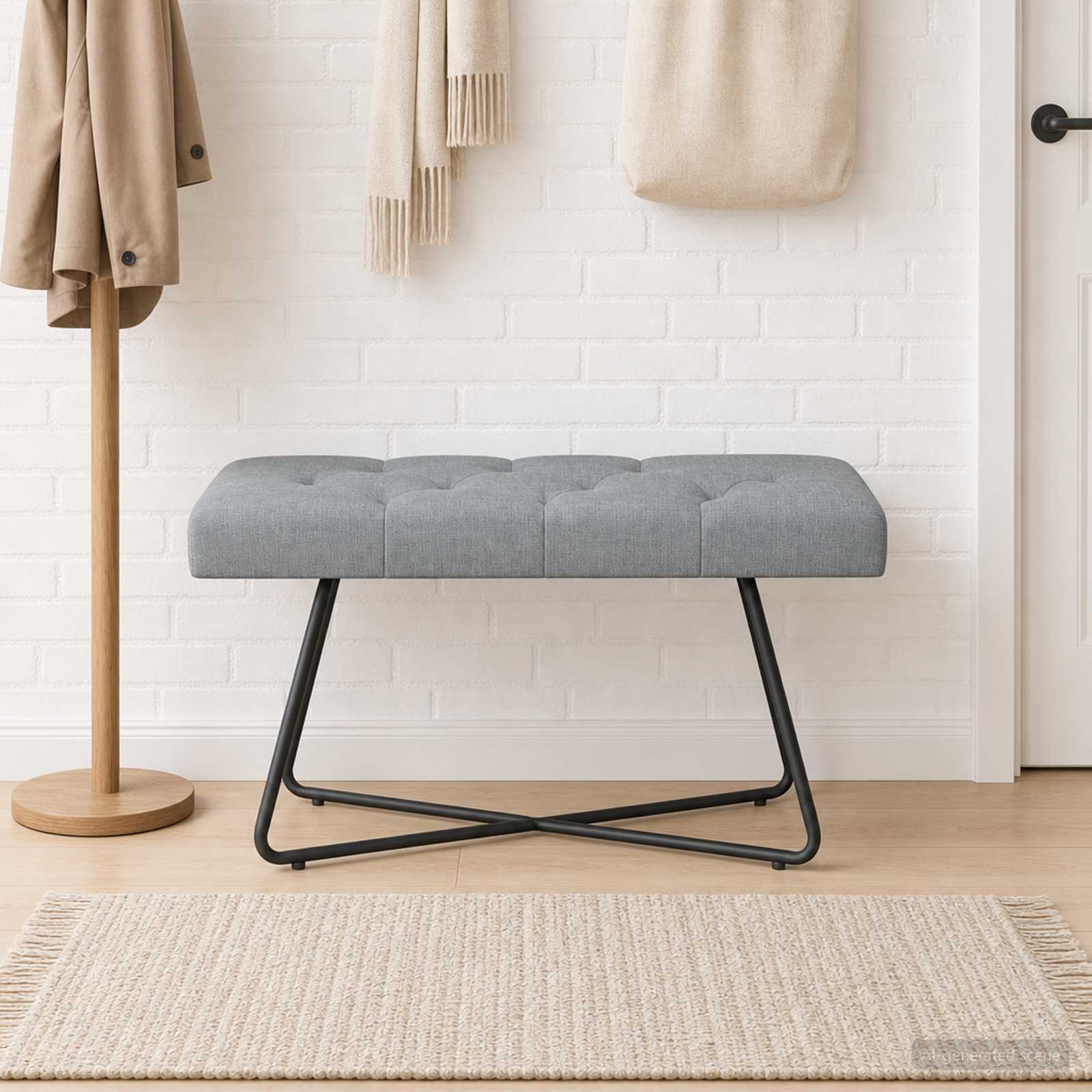 Klupa s gumbastim tkanjem Svjetlosiva 80 x 40 x 46 cm Tkanina