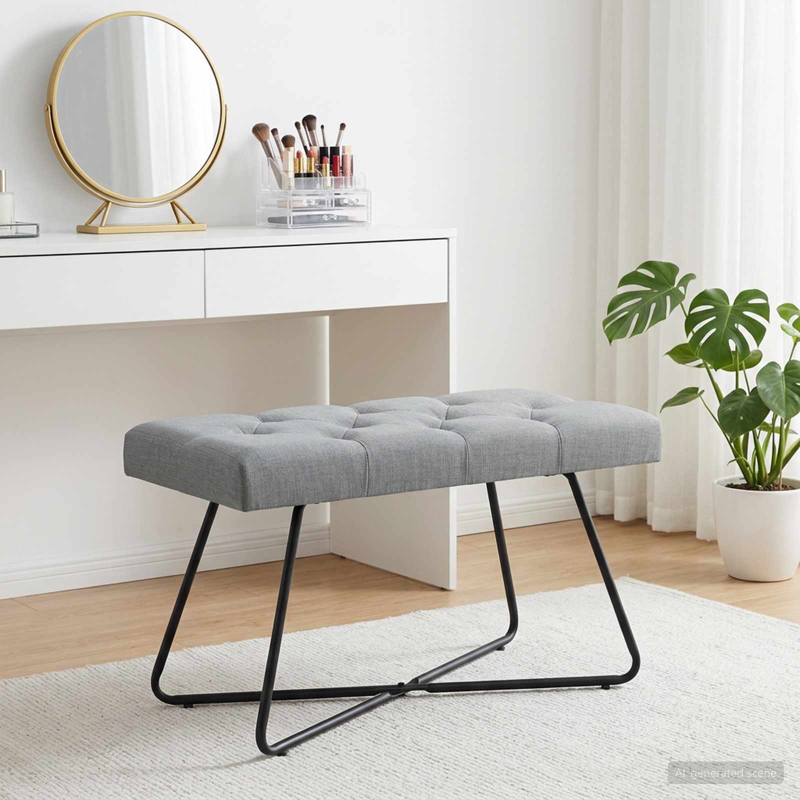 Klupa s gumbastim tkanjem Svjetlosiva 80 x 40 x 46 cm Tkanina