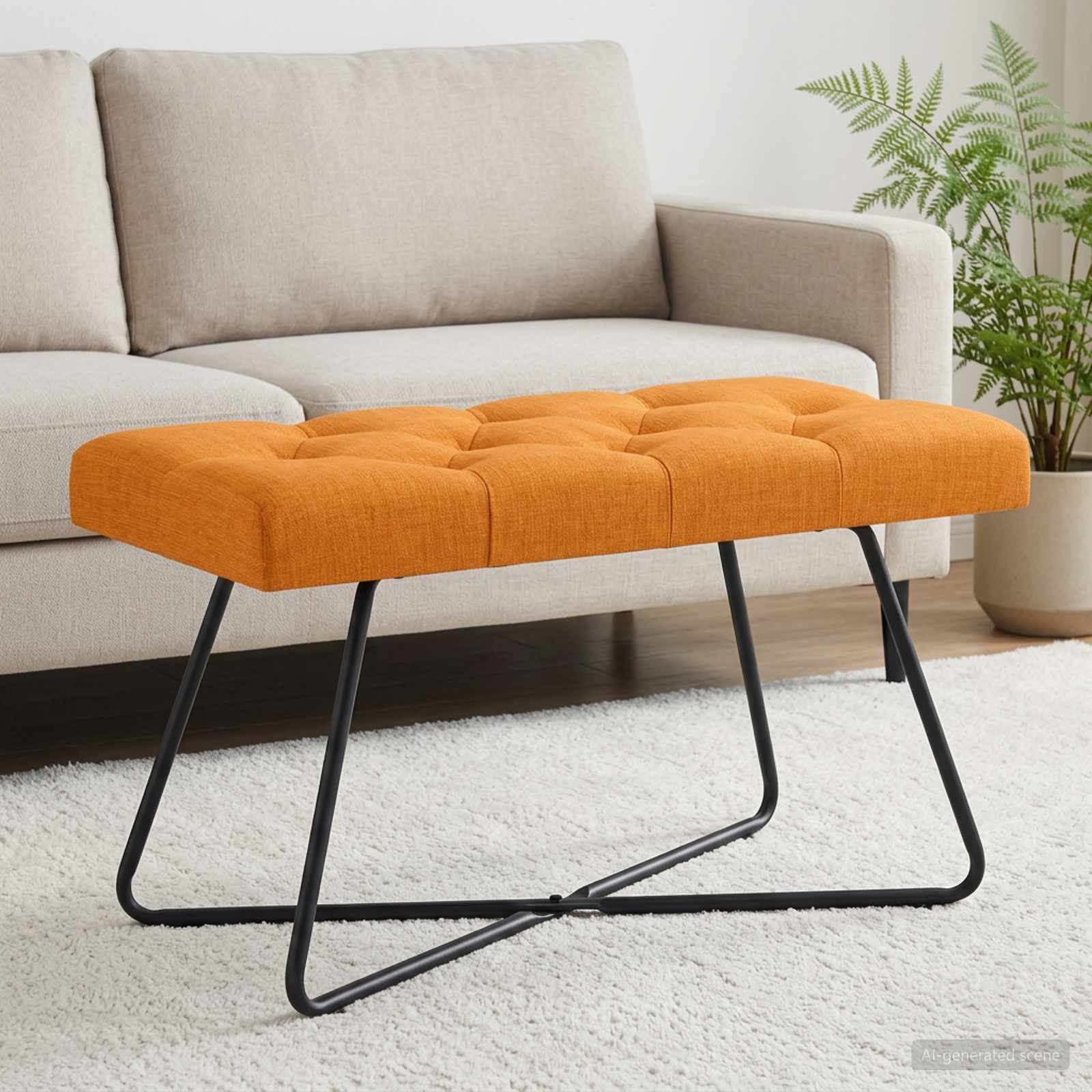 Klupa s gumbastim tkanjem Tamno žuta 80 x 40 x 46 cm Tkanina