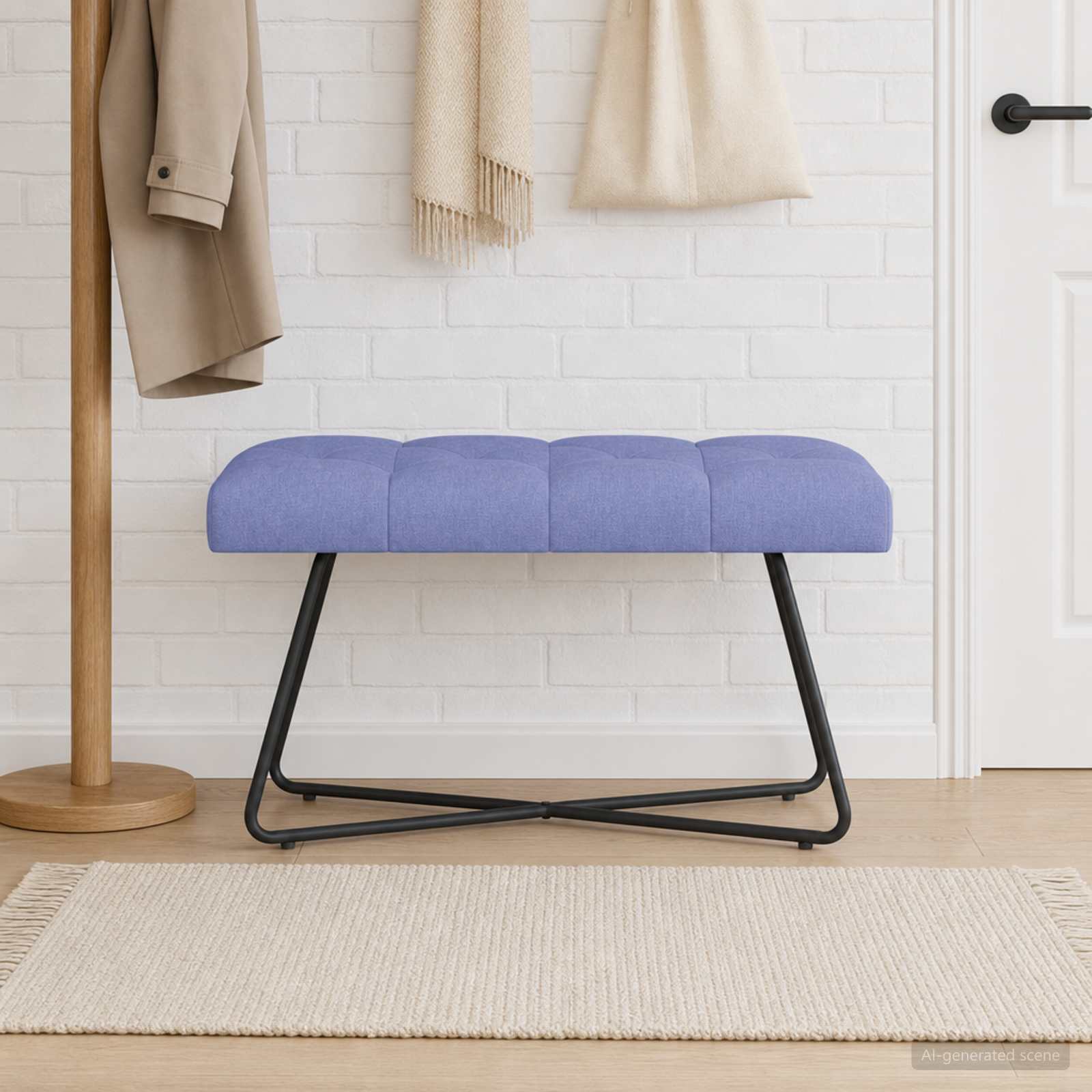 Klupa s gumbastim tkanjem Traper plava 80 x 40 x 46 cm Tkanina