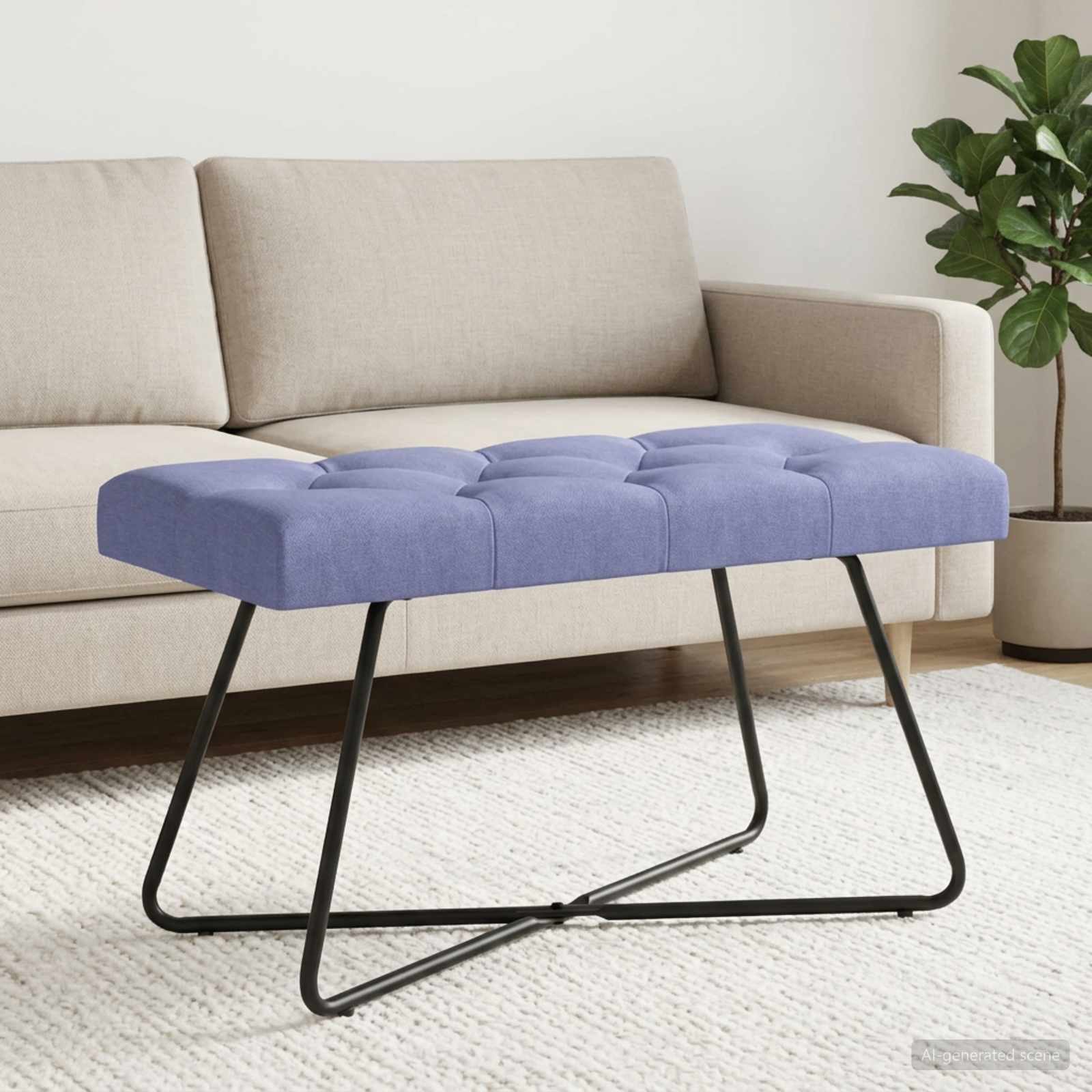 Klupa s gumbastim tkanjem Traper plava 80 x 40 x 46 cm Tkanina