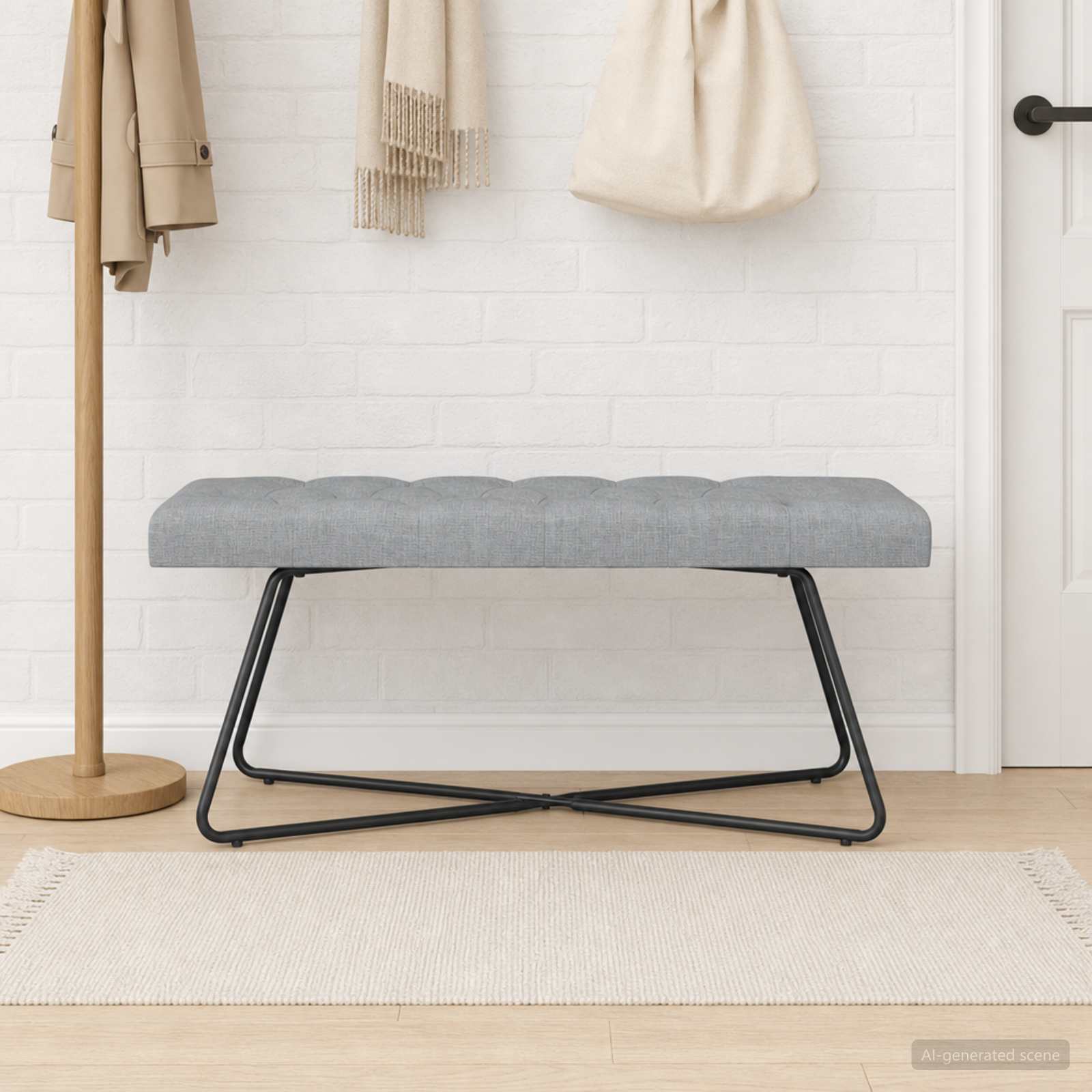 Klupa s gumbastim tkanjem Svjetlosiva 110 x 40 x 46 cm Tkanina
