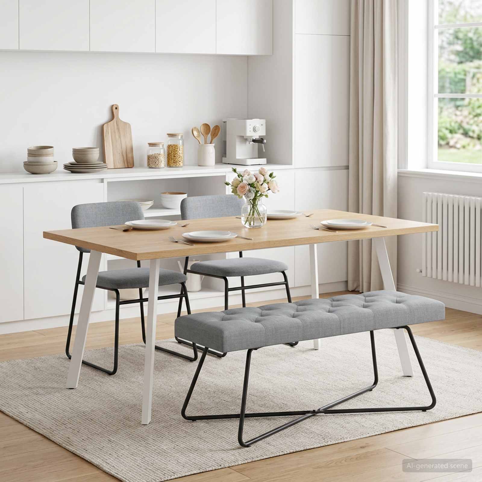 Klupa s gumbastim tkanjem Svjetlosiva 110 x 40 x 46 cm Tkanina