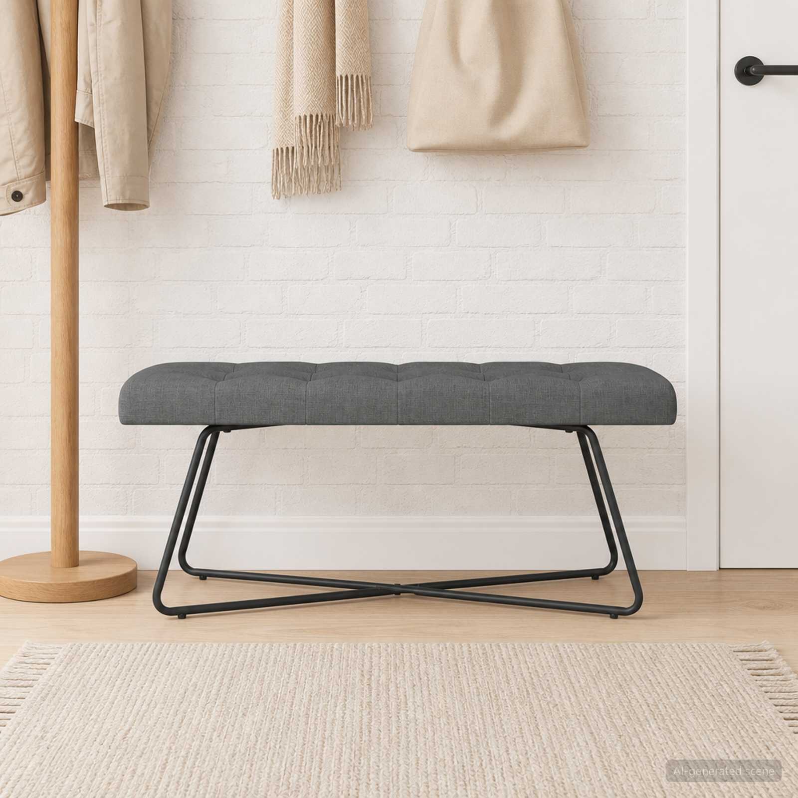 Klupa s gumbastim tkanjem Tamnosiva 110 x 40 x 46 cm Tkanina