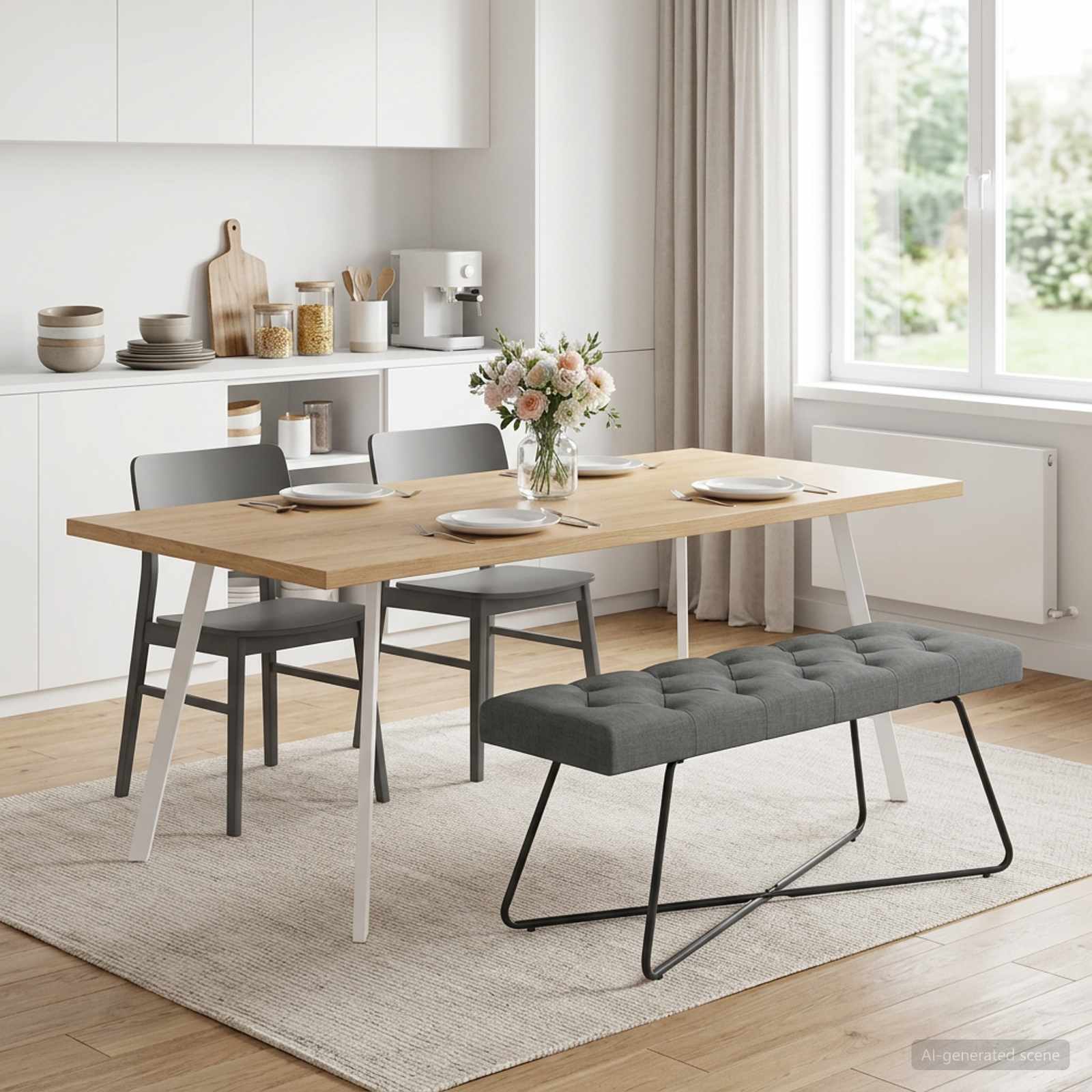 Klupa s gumbastim tkanjem Tamnosiva 110 x 40 x 46 cm Tkanina