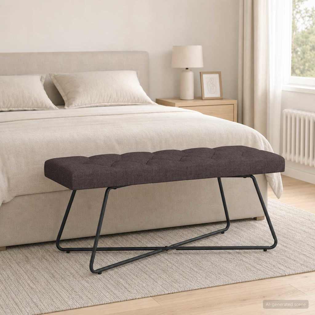 Klupa s gumbastim tkanjem Tamno smeđa 110 x 40 x 46 cm Tkanina