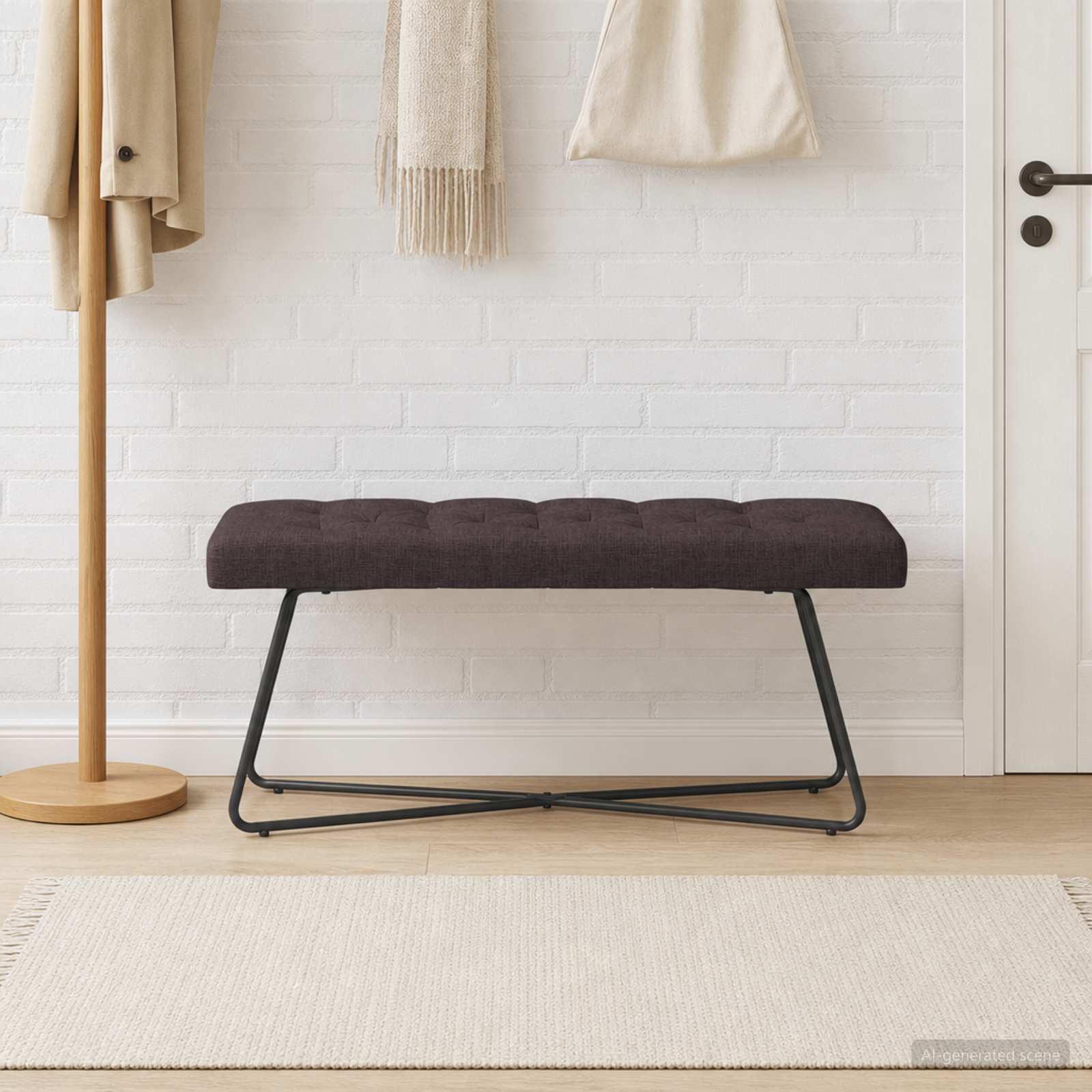 Klupa s gumbastim tkanjem Tamno smeđa 110 x 40 x 46 cm Tkanina