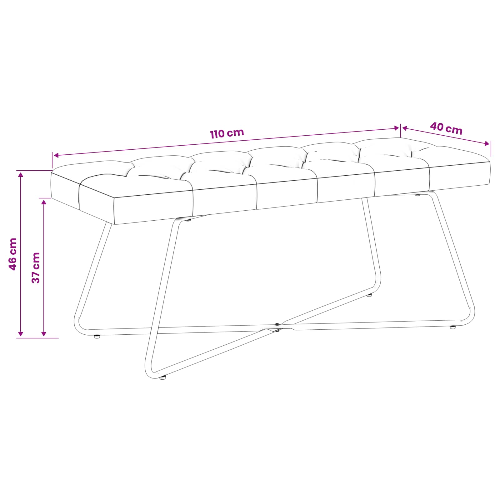 Klupa s gumbastim tkanjem Tamno smeđa 110 x 40 x 46 cm Tkanina