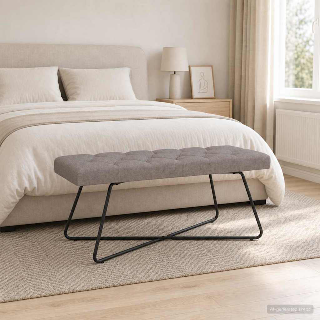 Klupa s gumbastim tkanjem Sivosmeđa 110 x 40 x 46 cm Tkanina