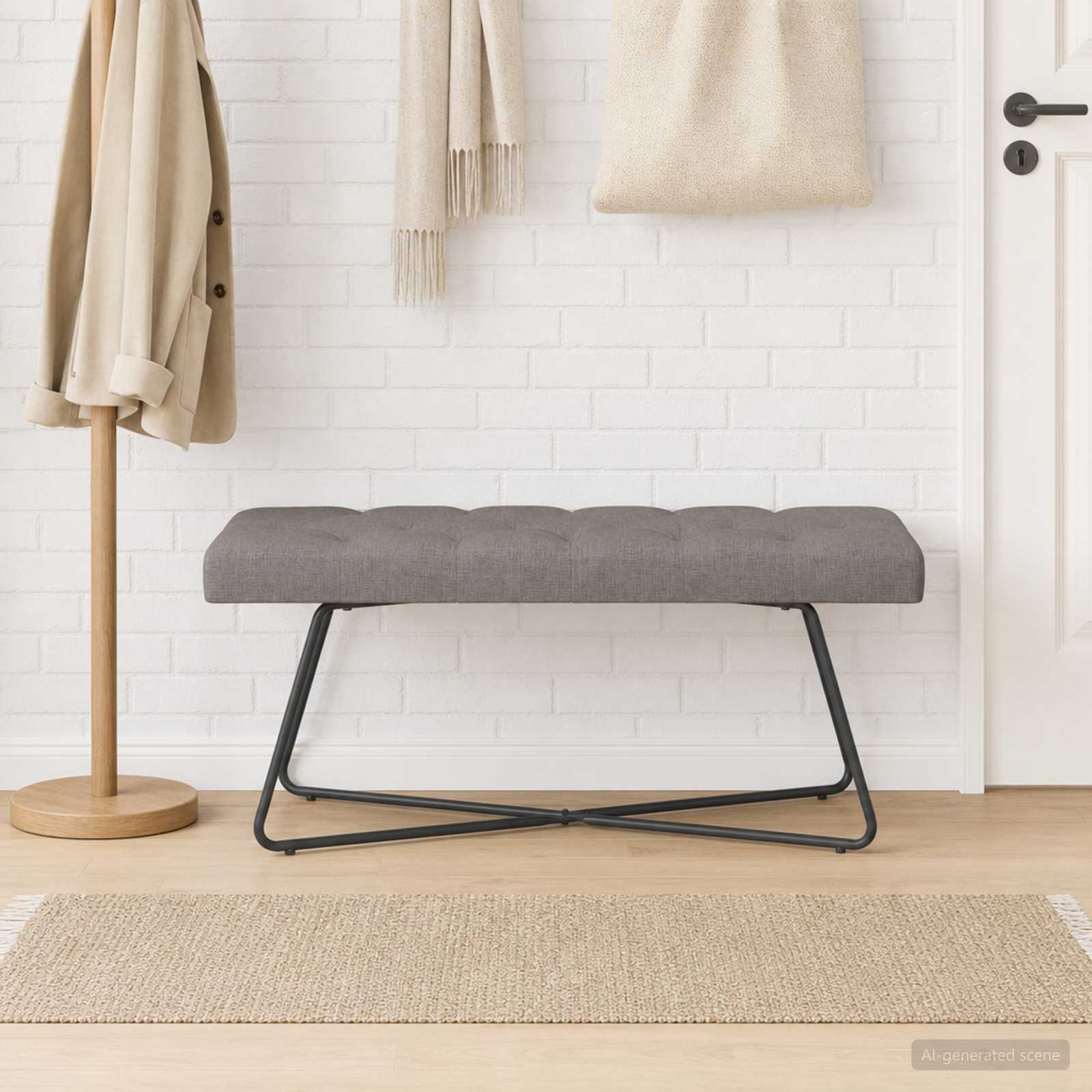 Klupa s gumbastim tkanjem Sivosmeđa 110 x 40 x 46 cm Tkanina