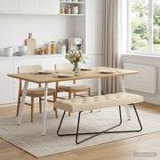 Klupa s gumbastim tkanjem Krem 110 x 40 x 46 cm Tkanina
