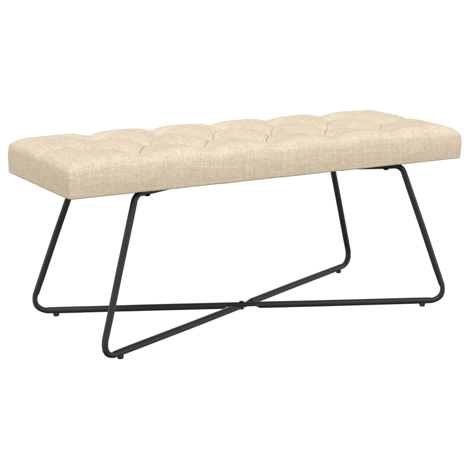 Klupa s gumbastim tkanjem Krem 110 x 40 x 46 cm Tkanina