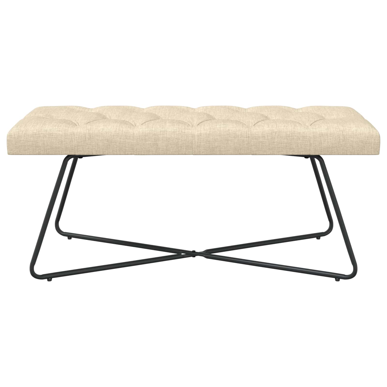Klupa s gumbastim tkanjem Krem 110 x 40 x 46 cm Tkanina
