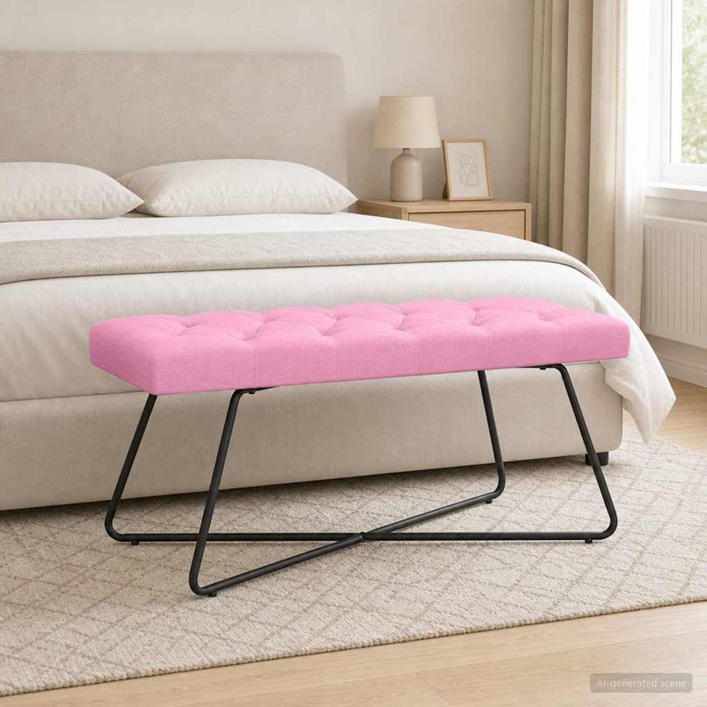 Klupa s gumbastim tkanjem Ružičasta 110 x 40 x 46 cm Tkanina