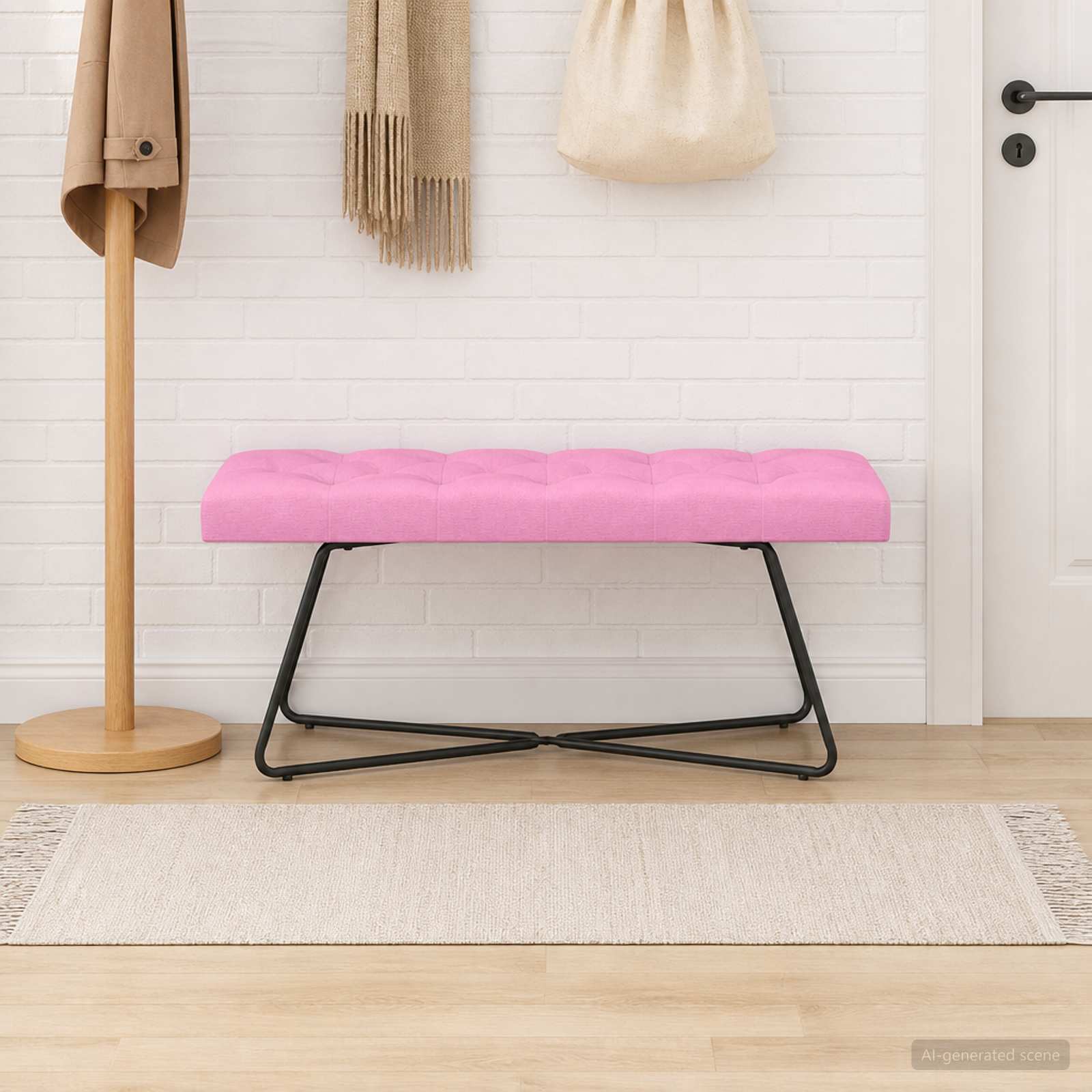 Klupa s gumbastim tkanjem Ružičasta 110 x 40 x 46 cm Tkanina