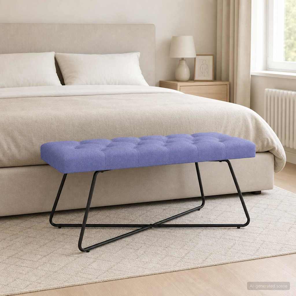 Klupa s gumbastim tkanjem Traper plava 110 x 40 x 46 cm Tkanina