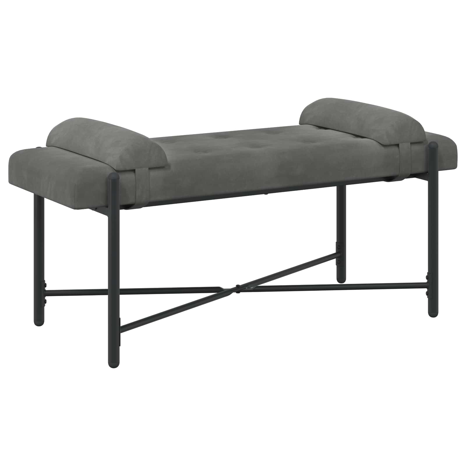 Klupa s gumbima i jastučićima Tamnosiva 110 x 40 x 46 cm Baršun