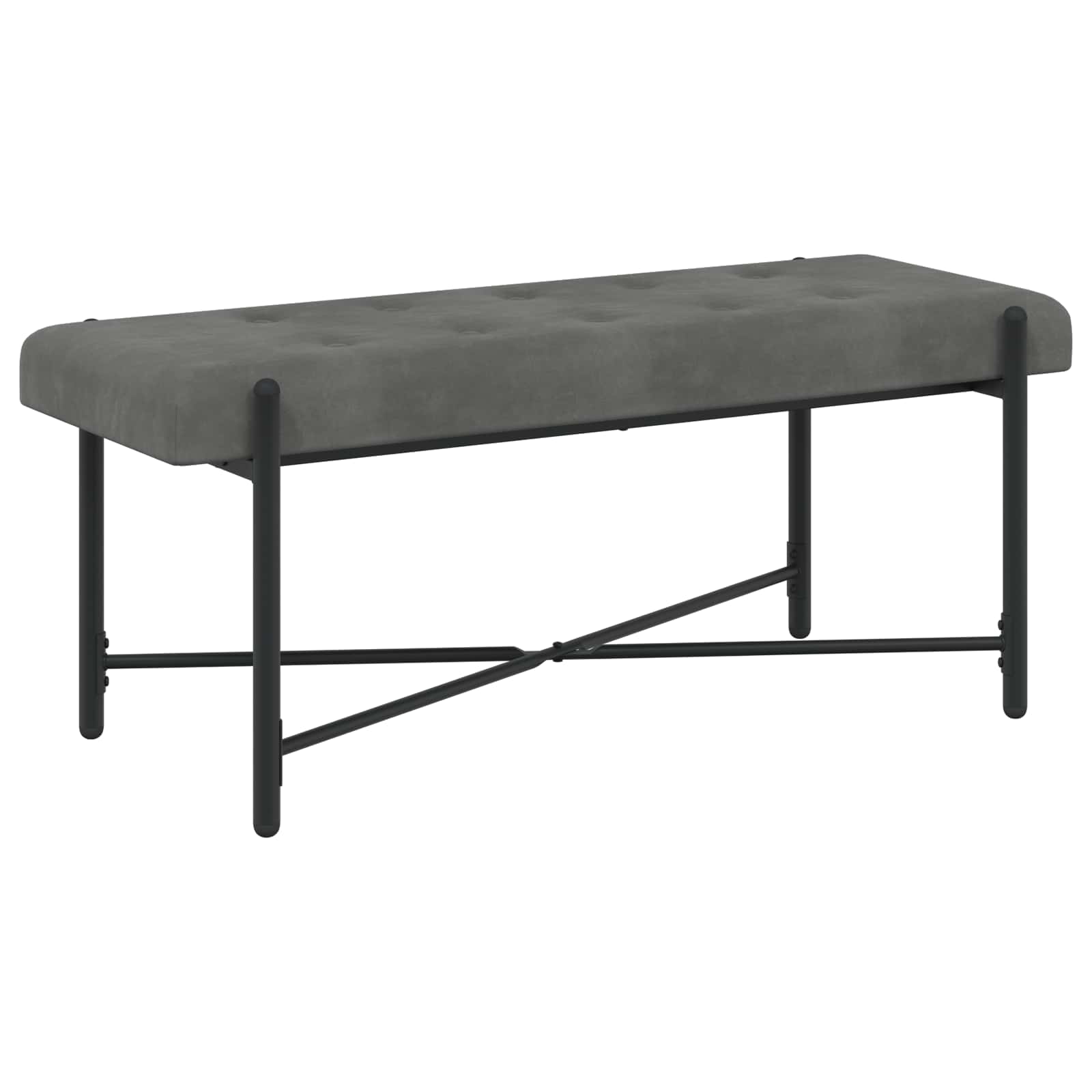 Klupa s gumbima i jastučićima Tamnosiva 110 x 40 x 46 cm Baršun
