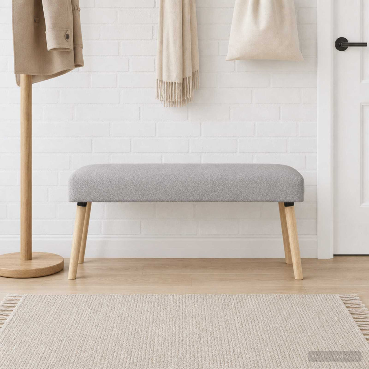 klupa Jednobojno Svjetlosiva Bouclé 110 x 40 x 46 cm