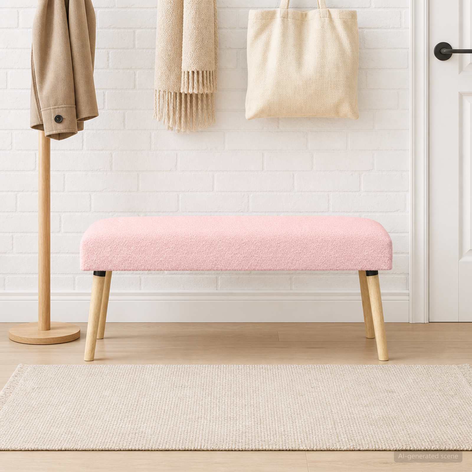 klupa Jednobojno Ružičasta 110 x 40 x 46 cm Bouclé