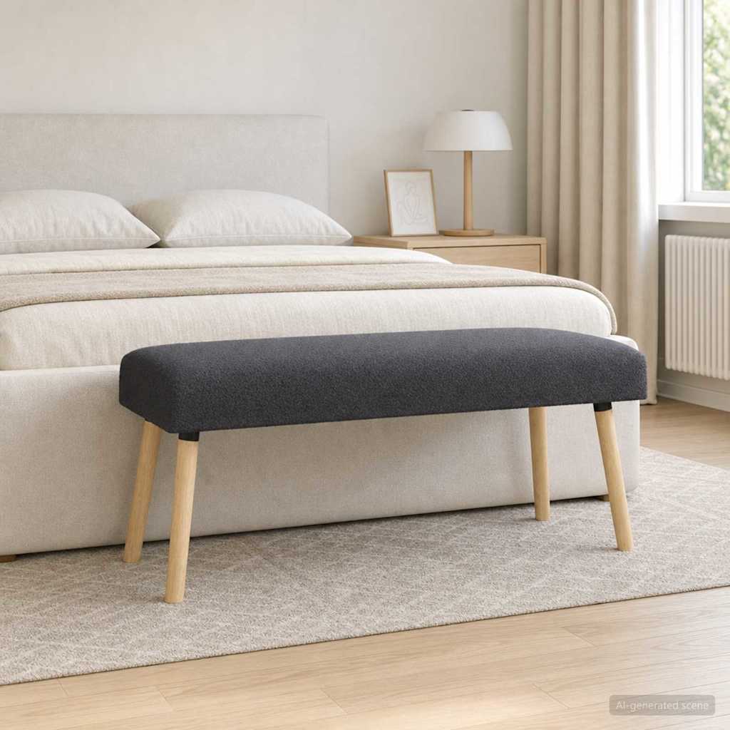 klupa Jednobojno Tamnosiva Bouclé 110 x 40 x 46 cm