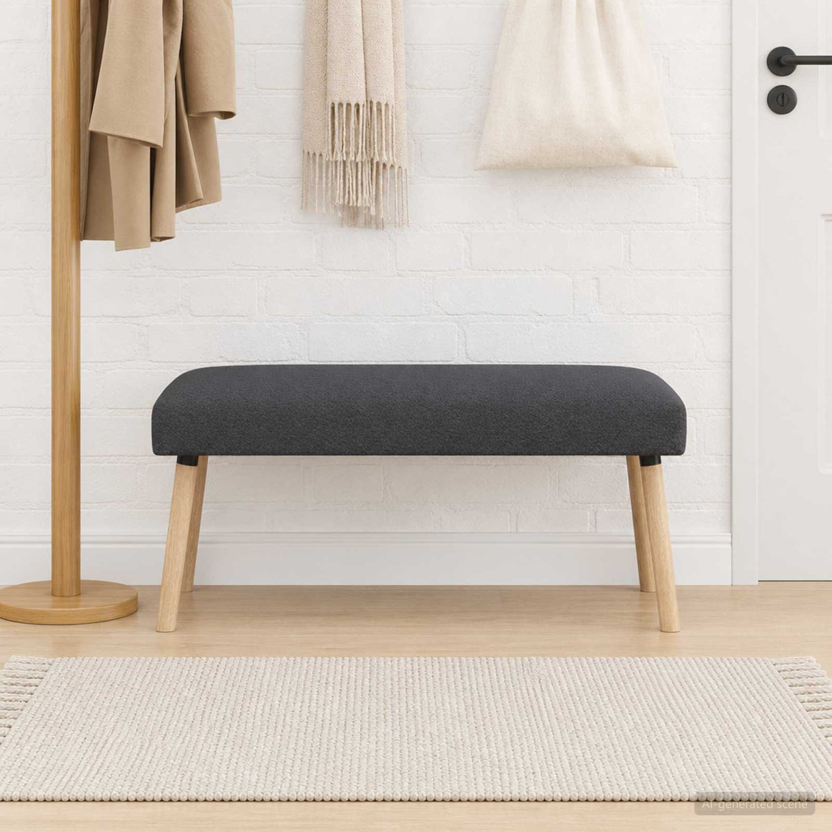 klupa Jednobojno Tamnosiva Bouclé 110 x 40 x 46 cm