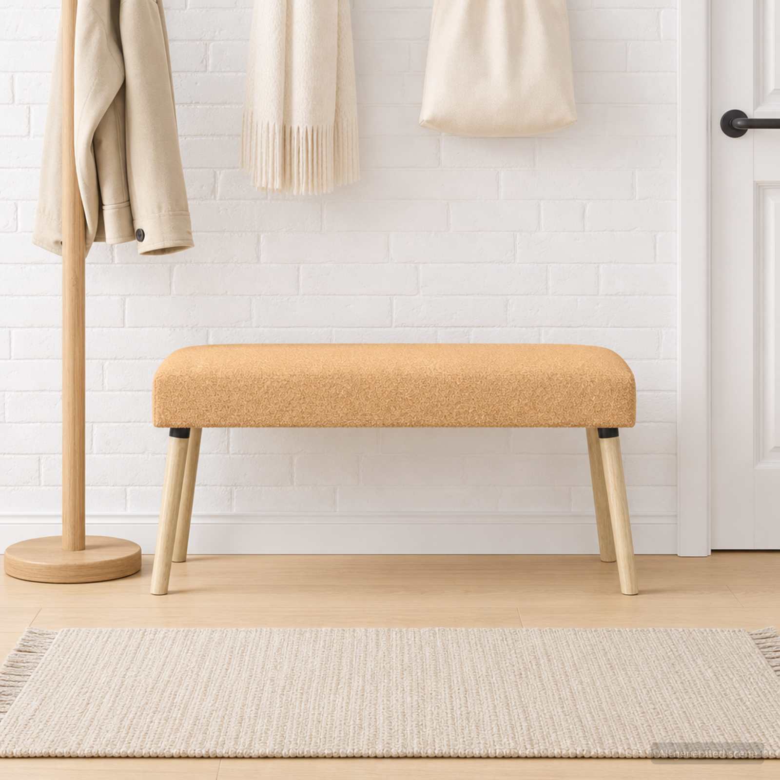 klupa Jednobojno Bež 110 x 40 x 46 cm Bouclé