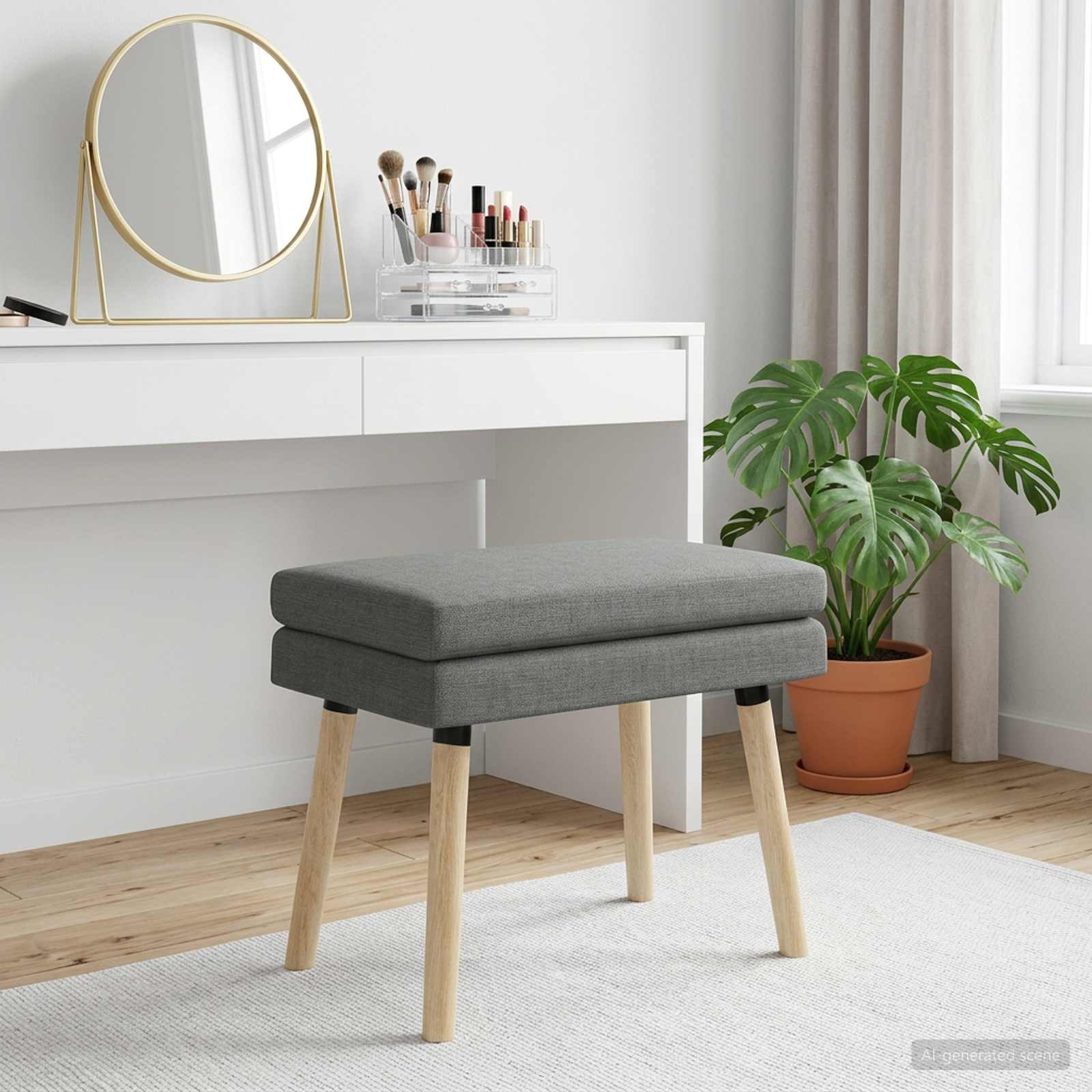 Klupa s dvostrukim slojem Tamnosiva 60 x 40 x 46 cm Tkanina
